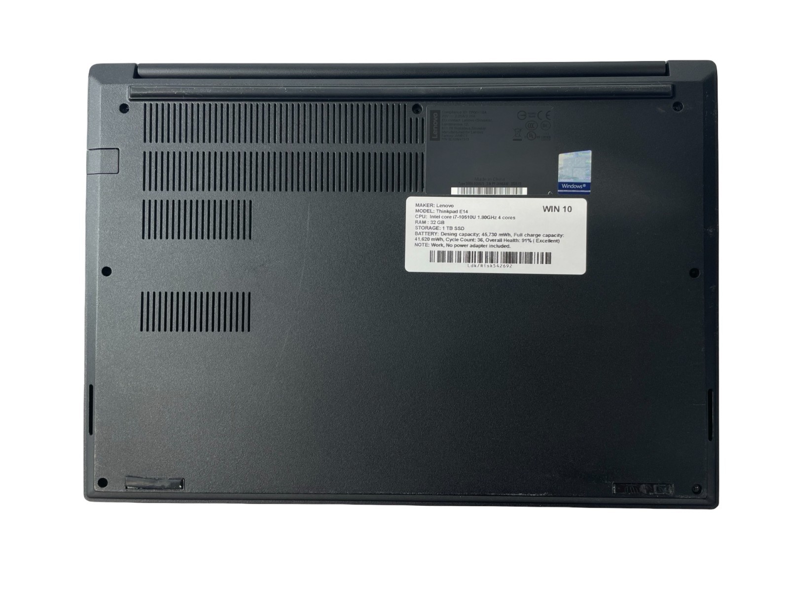 Lenovo ThinkPad E14 Intel Core i7-10510U 1.8GHz 32GB RAM 1TB SSD, WIN10P