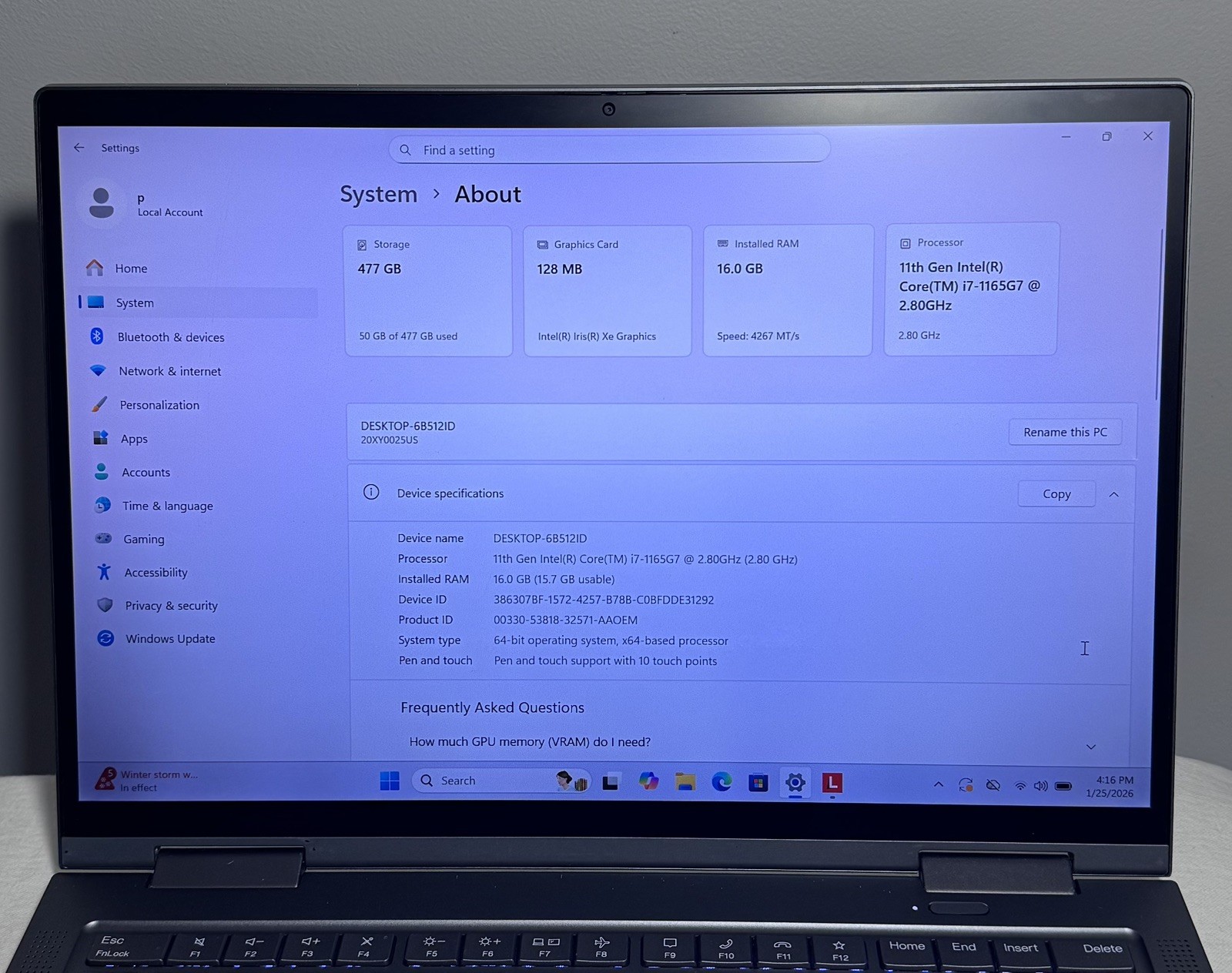 LENOVO ThinkPadX1 YOGA Gen6 i7 14″ 16GB RAM 512GB SSD WIN11P READ