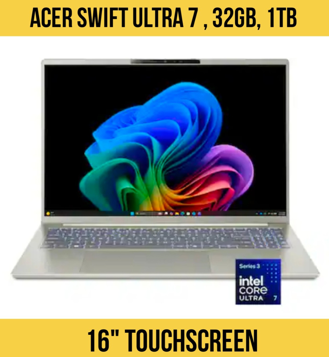 Acer Swift Go 16 AI Copilot+ PC Laptop Ultra 7-32GB-1TB M.2- 16” 2K Touchscreen