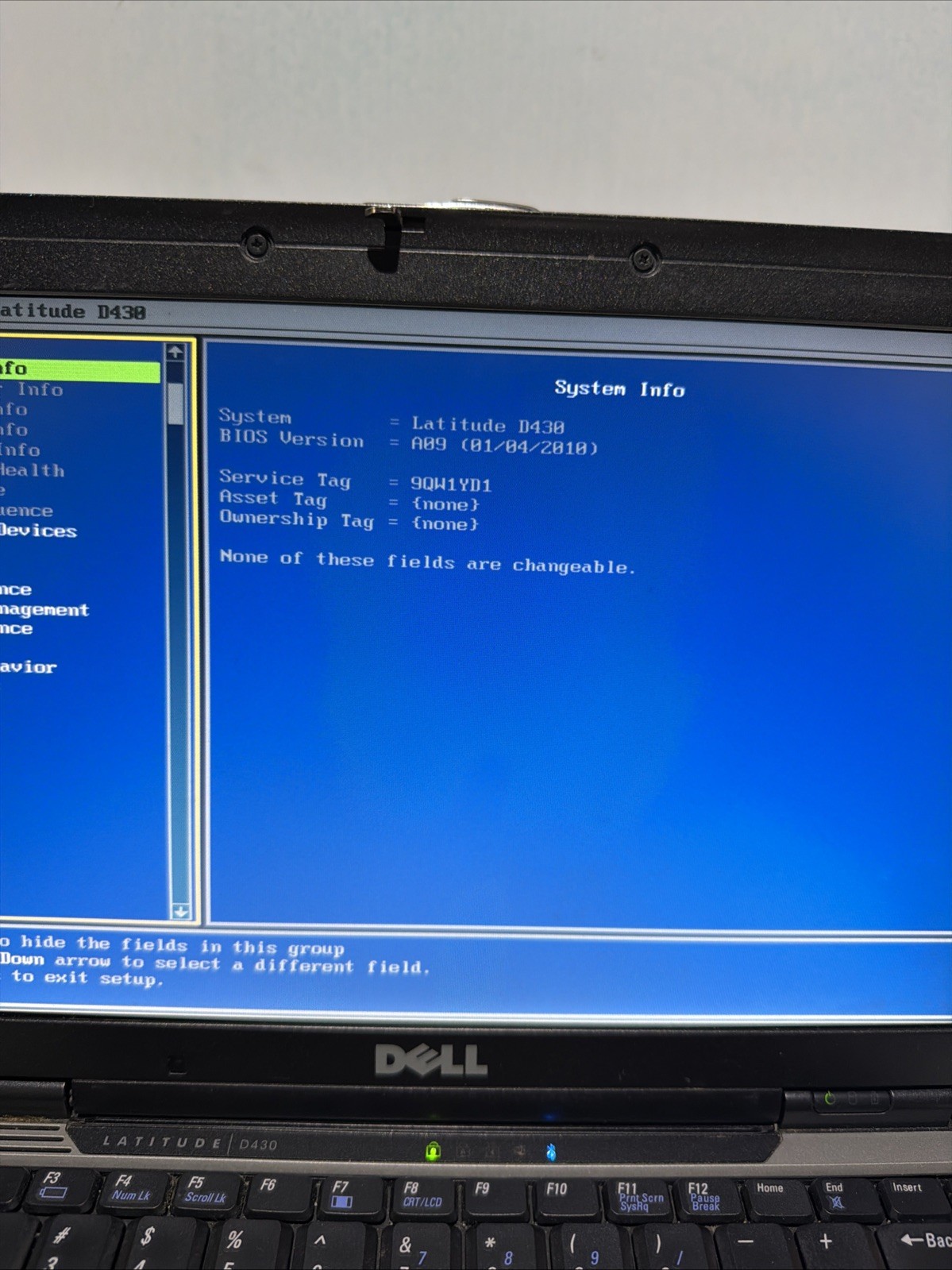 Dell Latitude D430 12″ Laptop Core 2 Duo 1.5gb Ram No Drives Boots Bios NO P/S