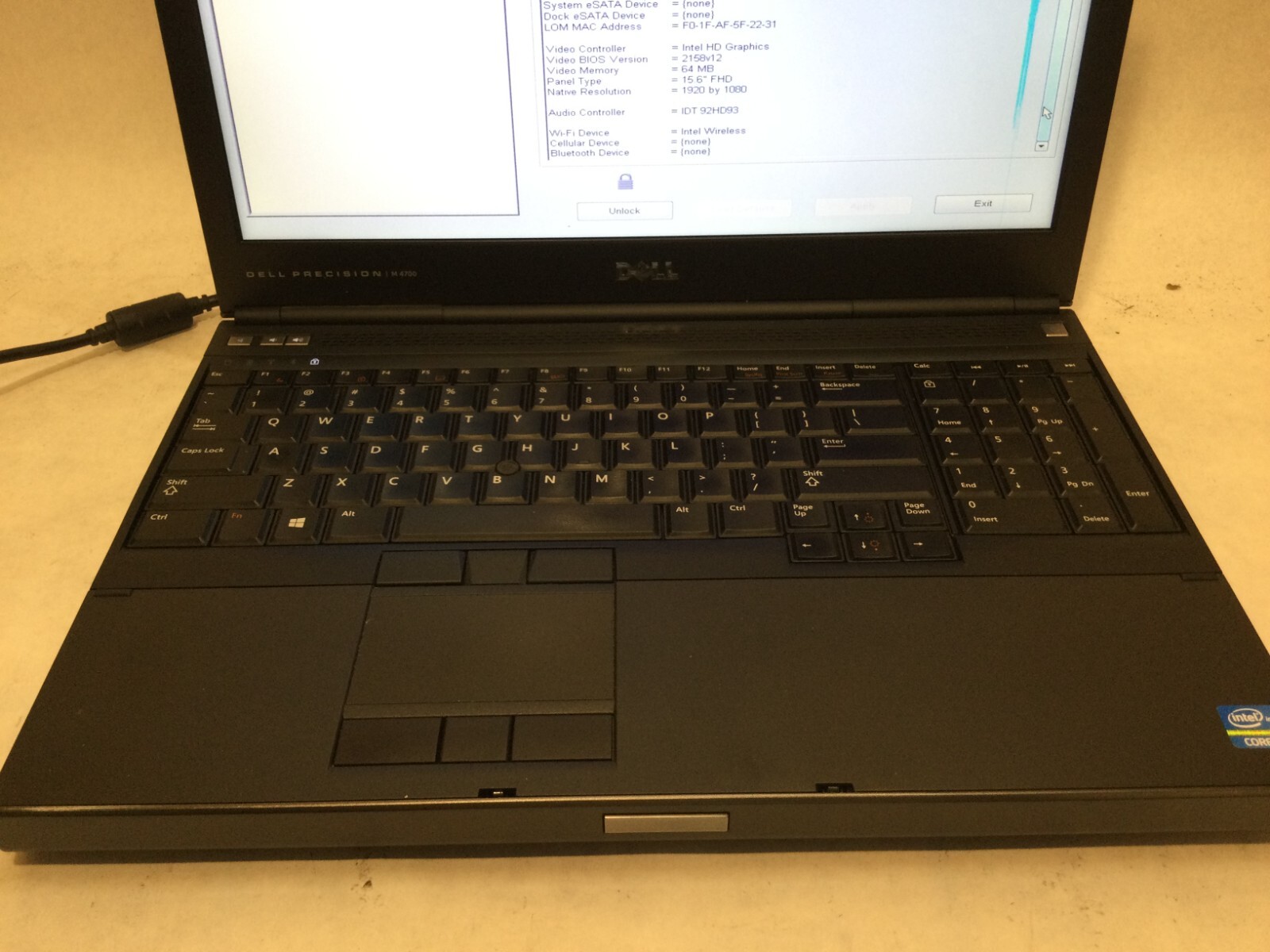 Dell Precision M4700 / Intel Core i7-2620M @ 2.70GHz /(CRACKED/MISSING PARTS!)MR