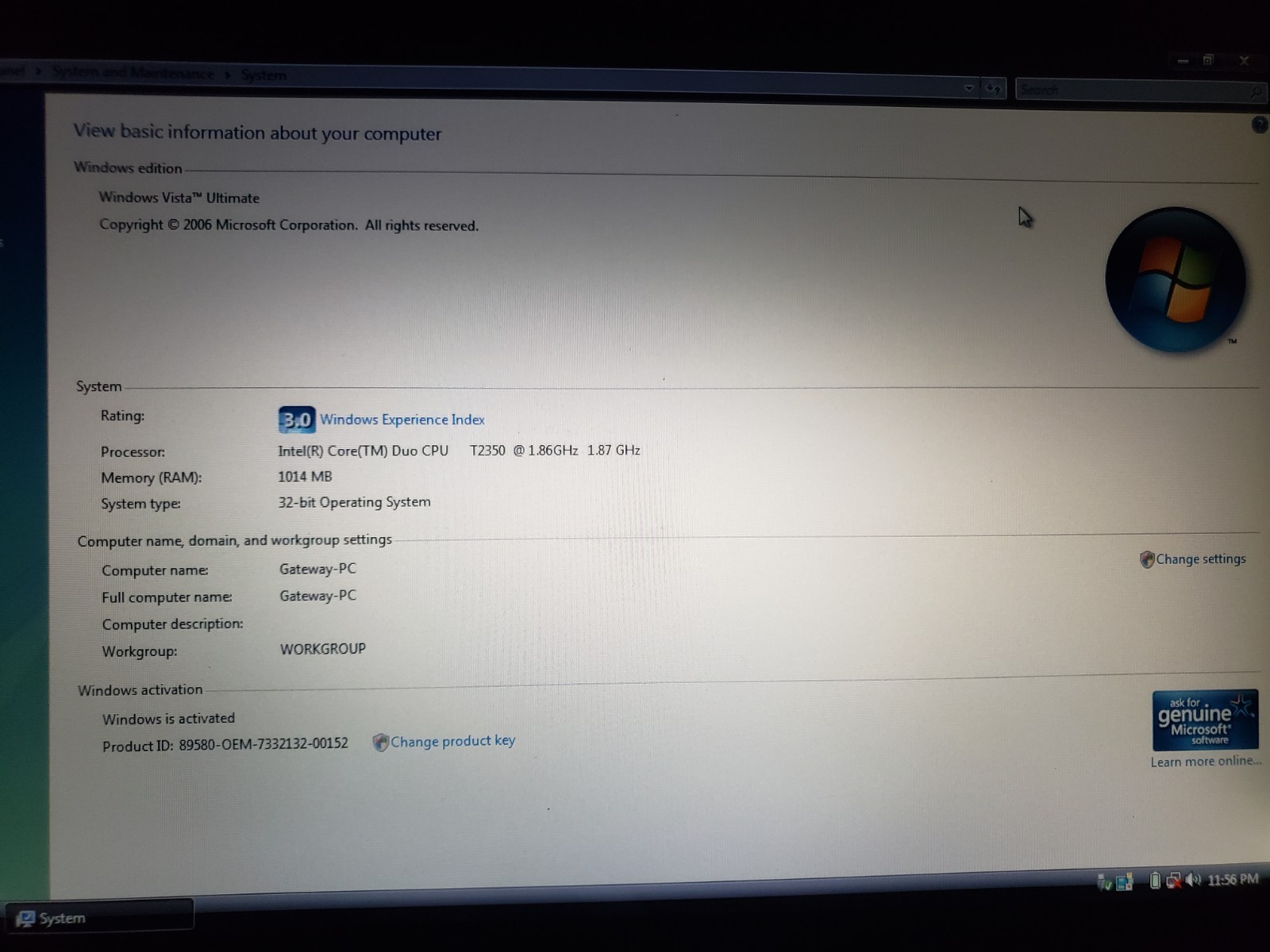 Vintage Gateway TA6 CX210X 14″ Tablet Laptop Convertible C2D Vista Ultimate SSD