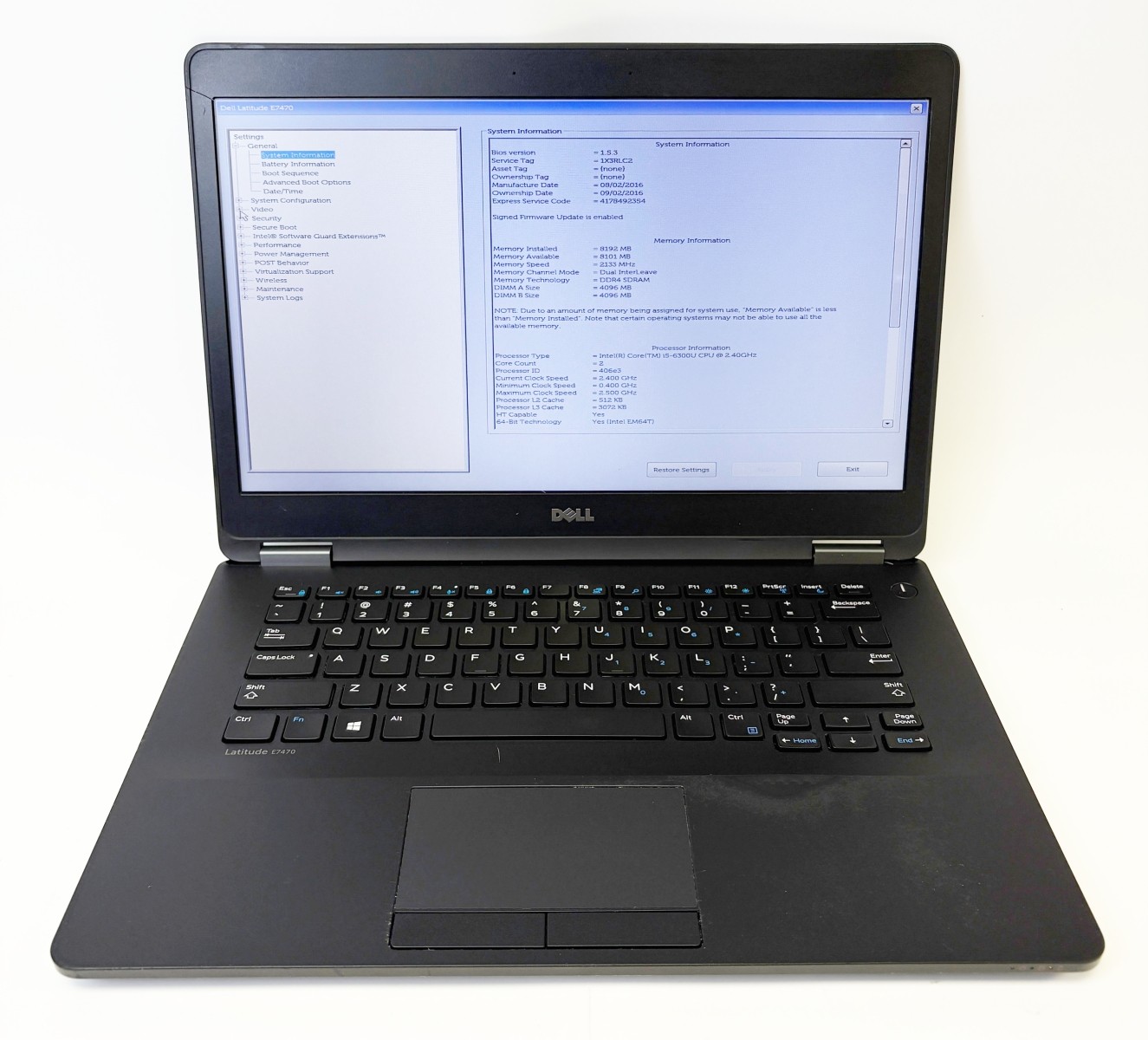 Dell Latitude E7470 Laptop 14″ i5-6300U 2.40GHz 8GB RAM 256GB SSD