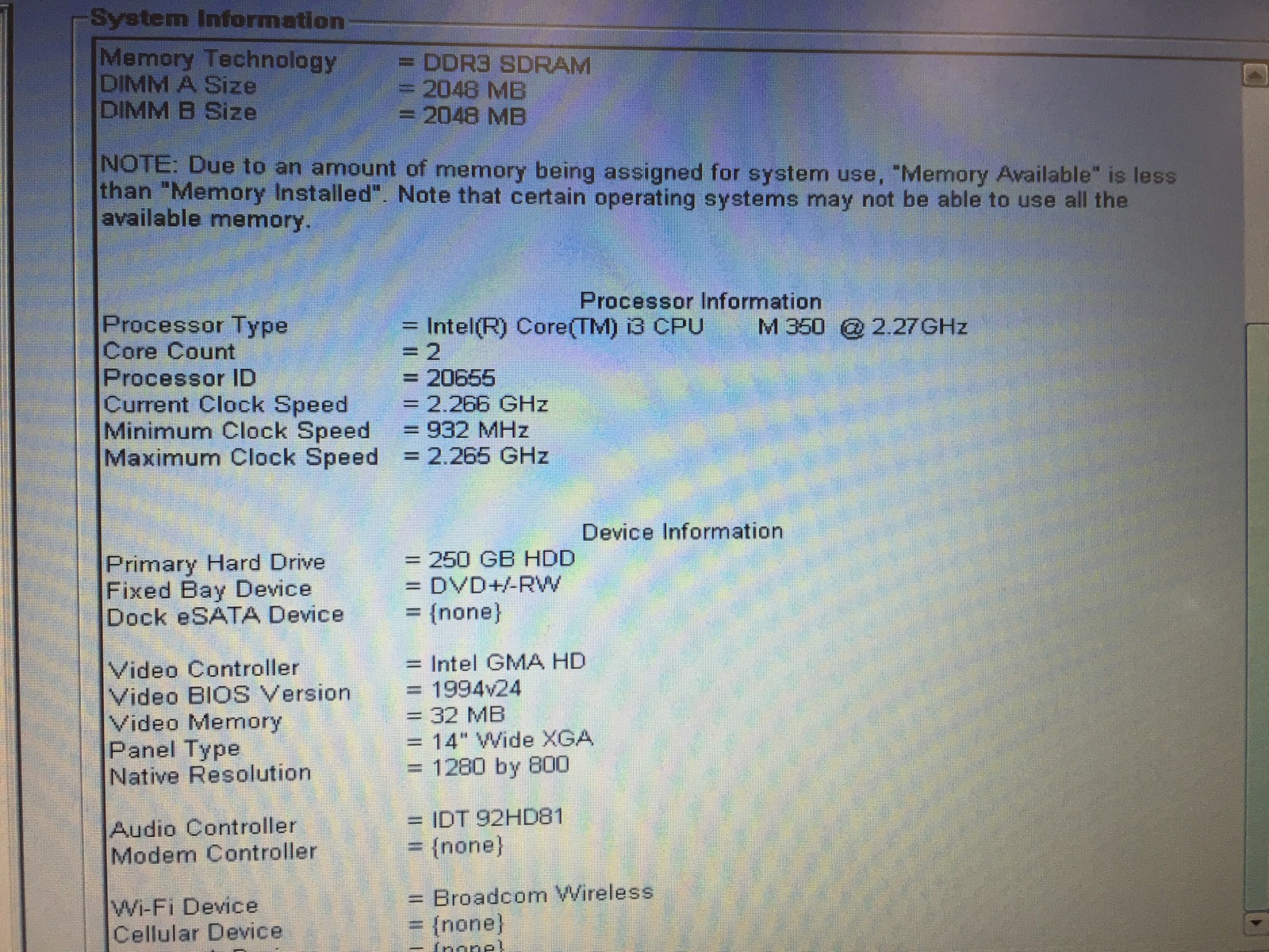 Dell Latitude E5410 14″ Core i3 350 2.27GHz 4GB RAM 250GB HDD NO OS Good