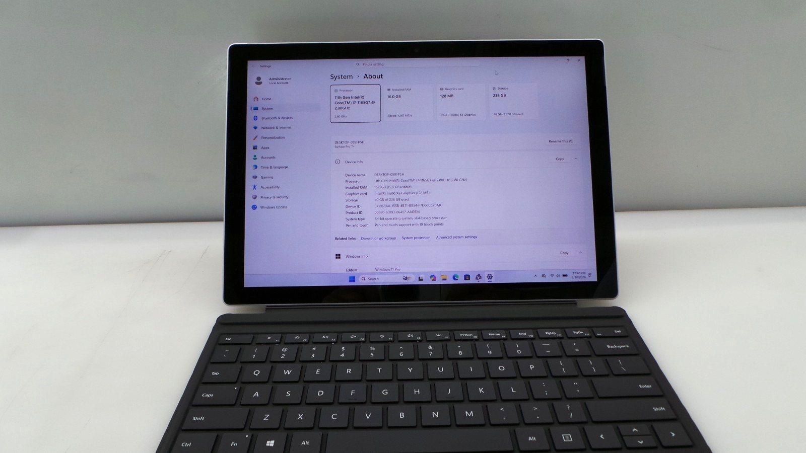 Microsoft Surface Pro 7+ 12.3″ i7-1165G7 2.80GHz 16GB RAM 256GB SSD | WIN 11 PRO