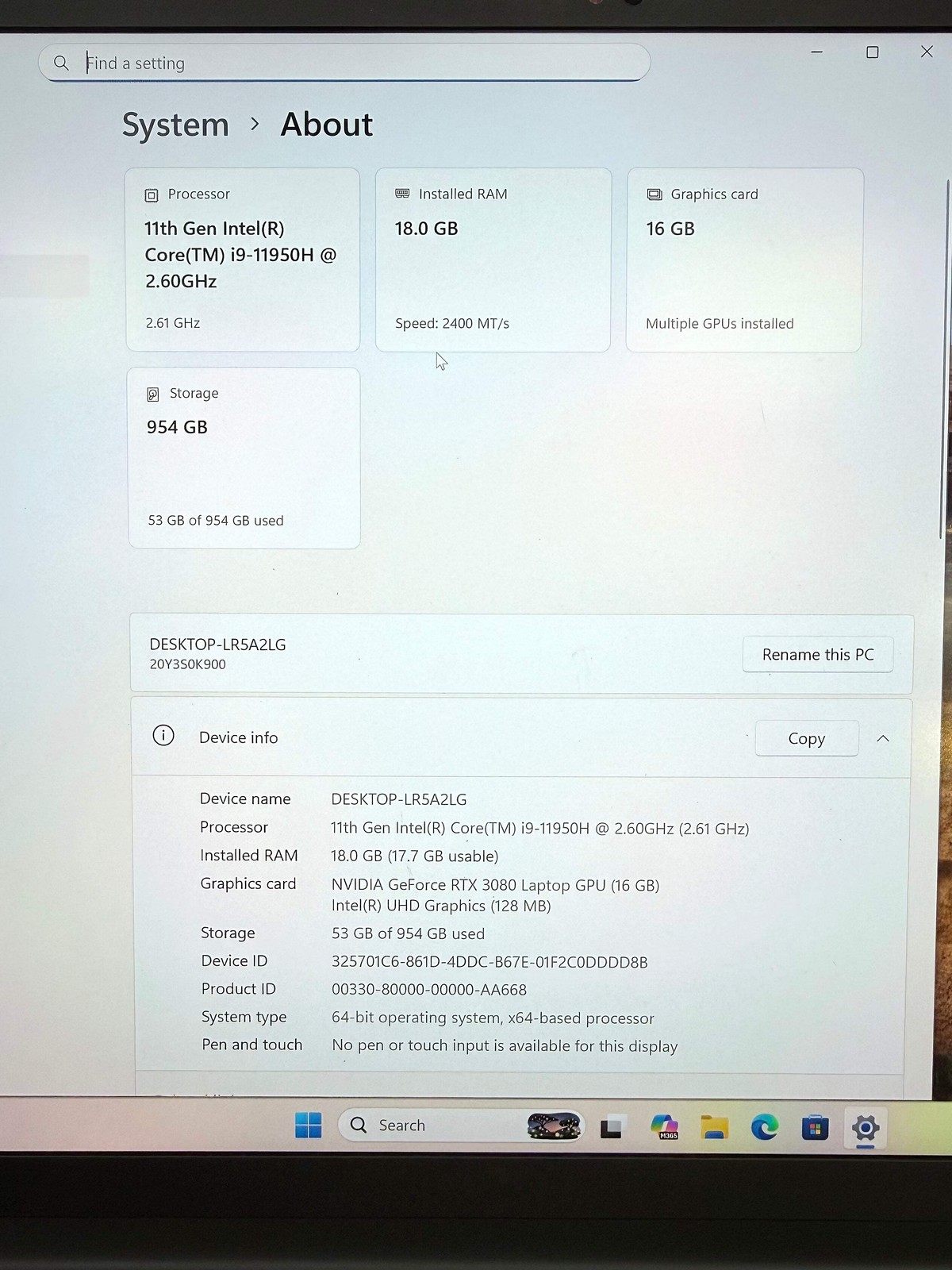 Lenovo ThinkPad P1 Gen 4 16″ Core i9 RTX 3080 16GB 18GB RAM 1TB SSD