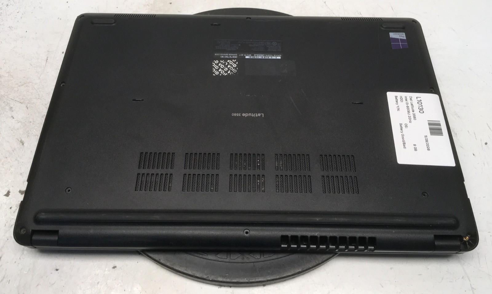 Dell Latitude 3580 Intel i3-6006U 2GHz 8 GB NO HDD No Batt