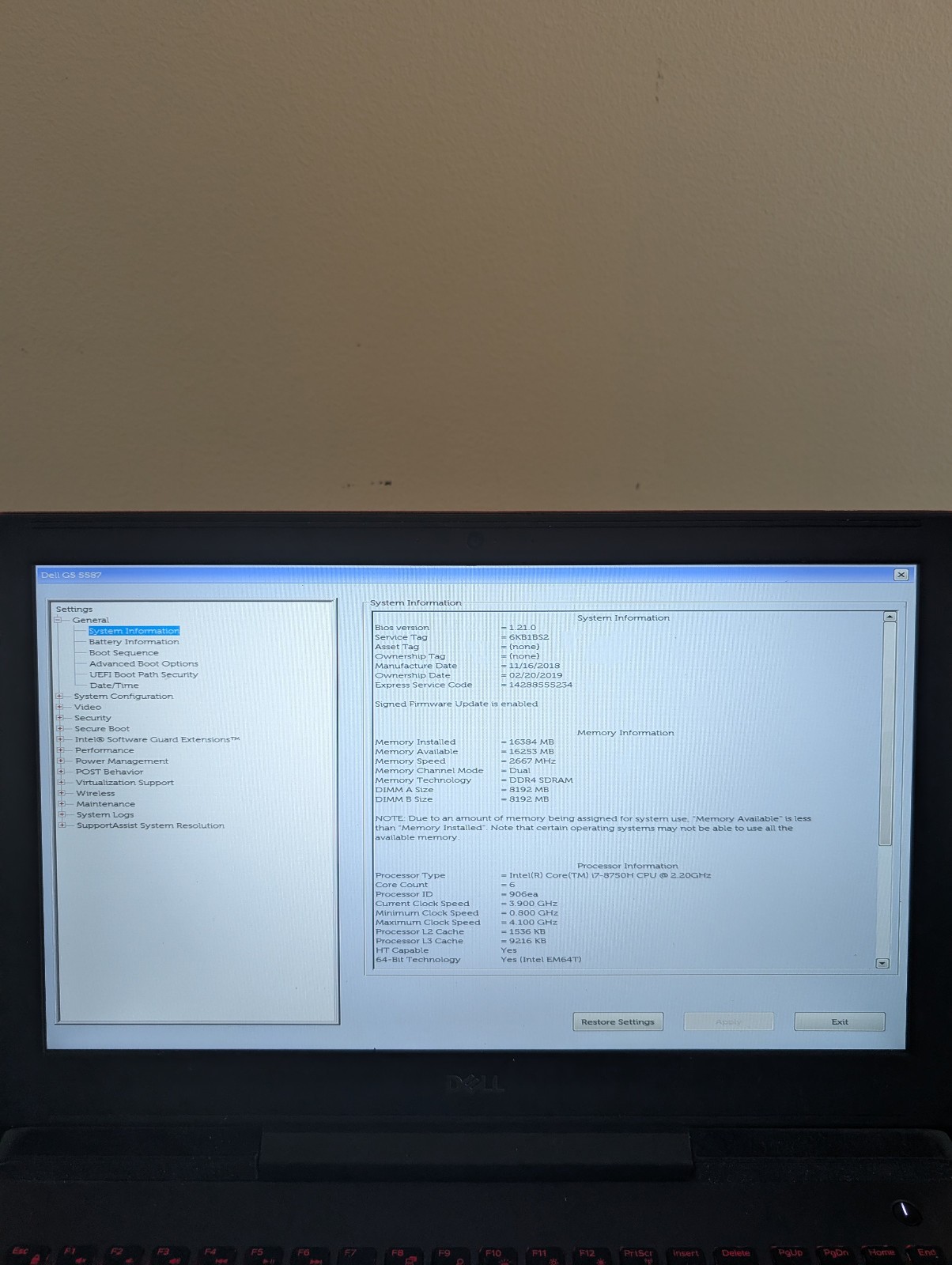 *PLEASE READ* Dell G5 5587 Gaming 15.6in i7-8750H 16GB GTX 1050 Ti NO SSD/NO OS