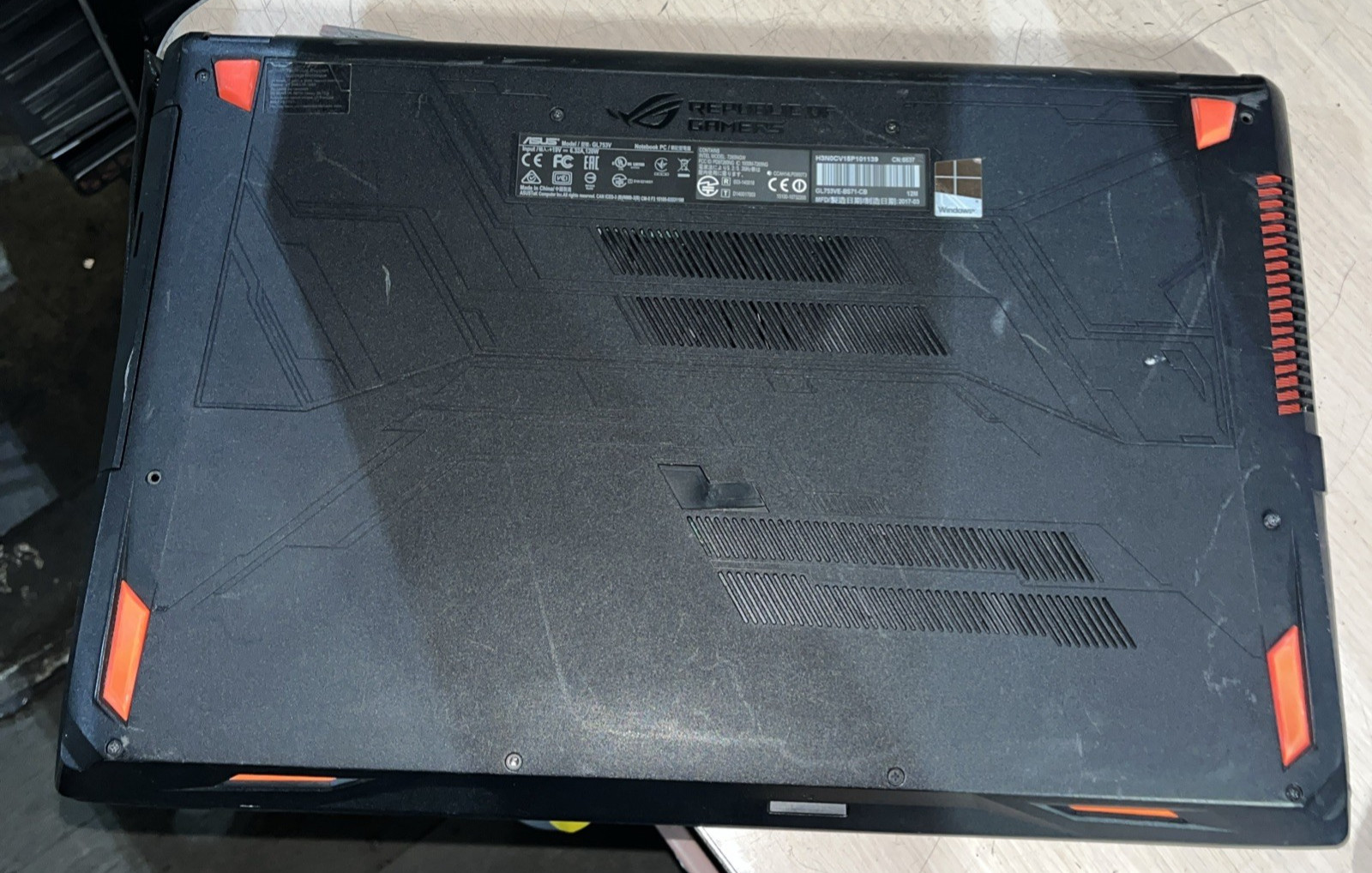ASUS GL753V INTEL CORE I7 7TH GEN NO RAM NO HD