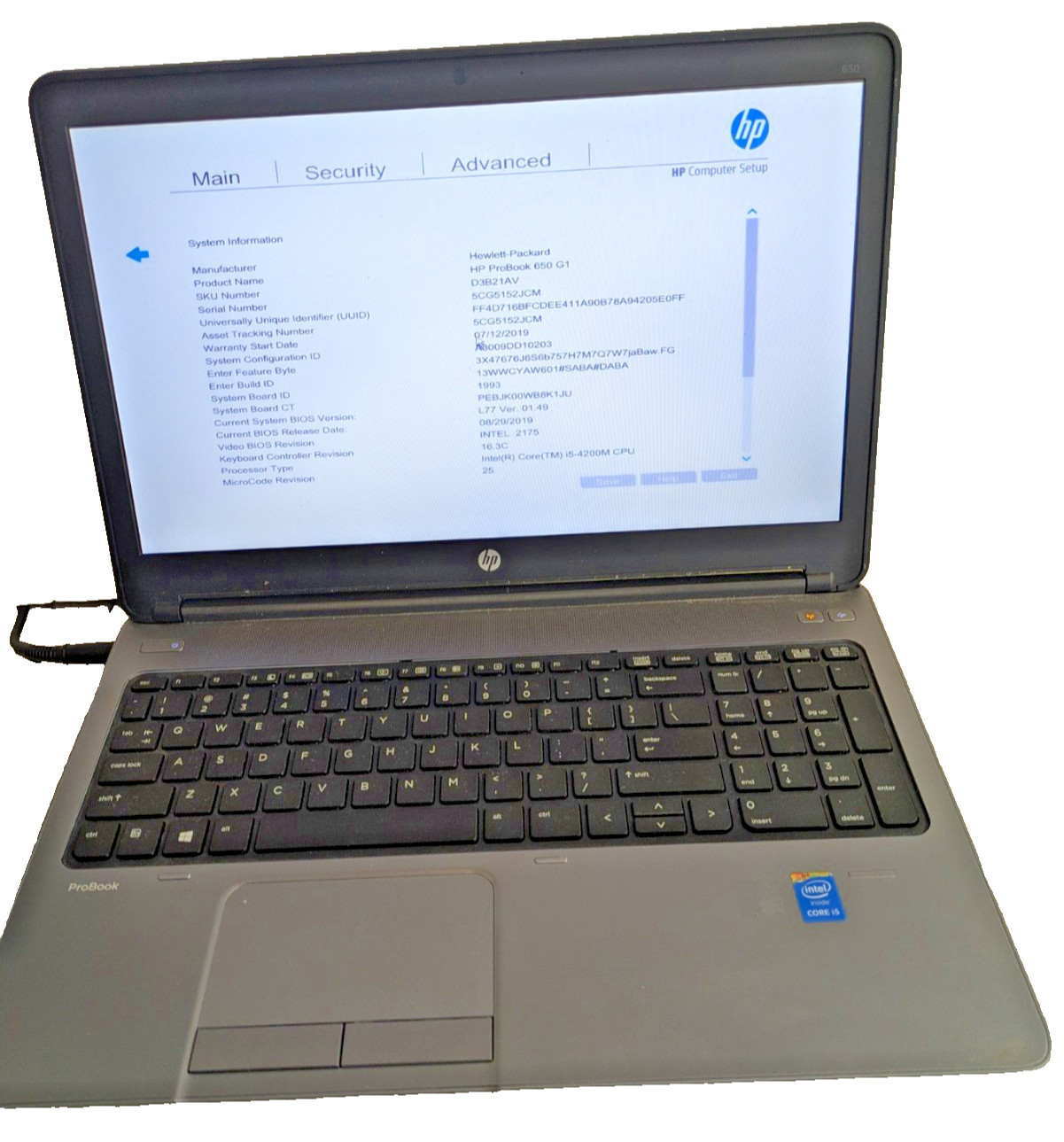 HP ProBook 650 G1 15.6″ Laptop | Intel i5-4300M | 2GB RAM | No SATA Cable