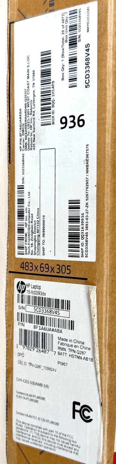 HP Laptop 15-fc0093dx 15.6″ FHD 2.8GHz Ryzen 5 7520U 16GB RAM 256GB SSD Silver