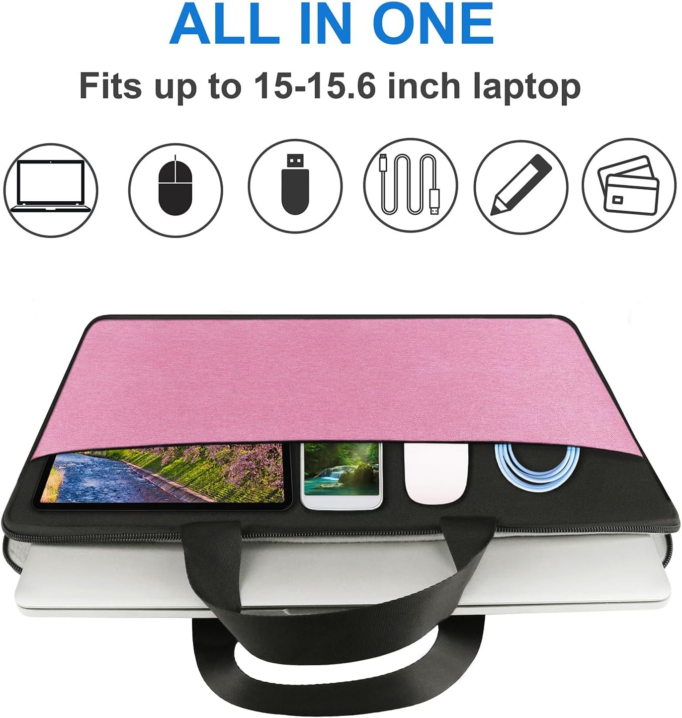 15.6 Inch Laptop Sleeve Bag, Travel Handbag Protective Case for HP Asus Acer Del