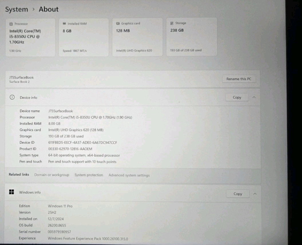 Microsoft SurfaceBook 2 13.5″ (GTX 1050, i5 2.6GHz, 82%+ Batt.)