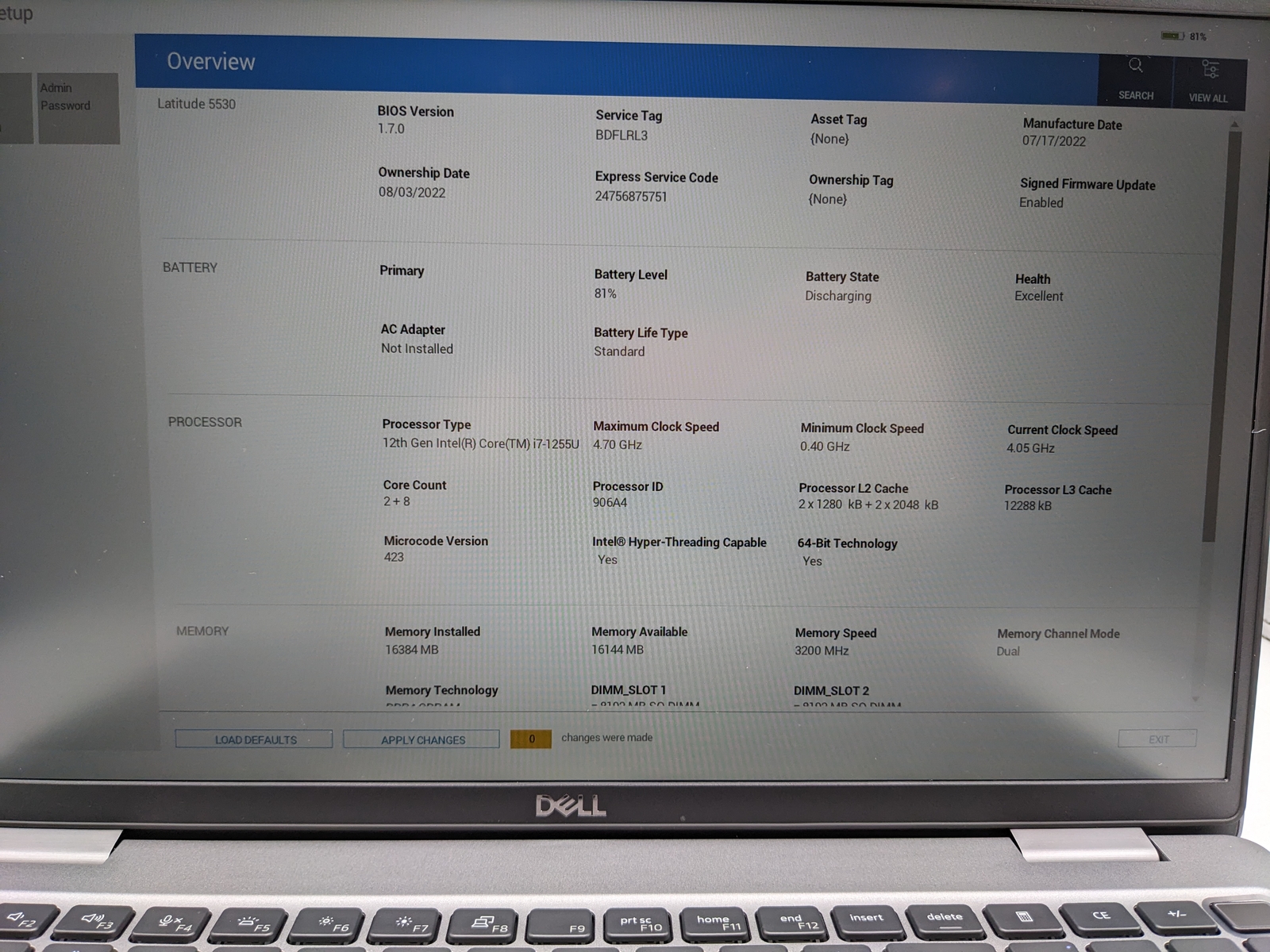 DELL LATITUDE 5530 I7-1255u 16GB RAM 256GB SSD – GRADE D
