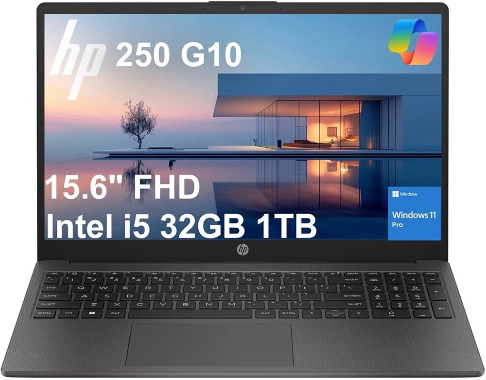 HP 250 G10 Laptop 15.6″ FHD IPS Intel i5-1334U 32GB RAM 1TB SSD Windows 11 Pro