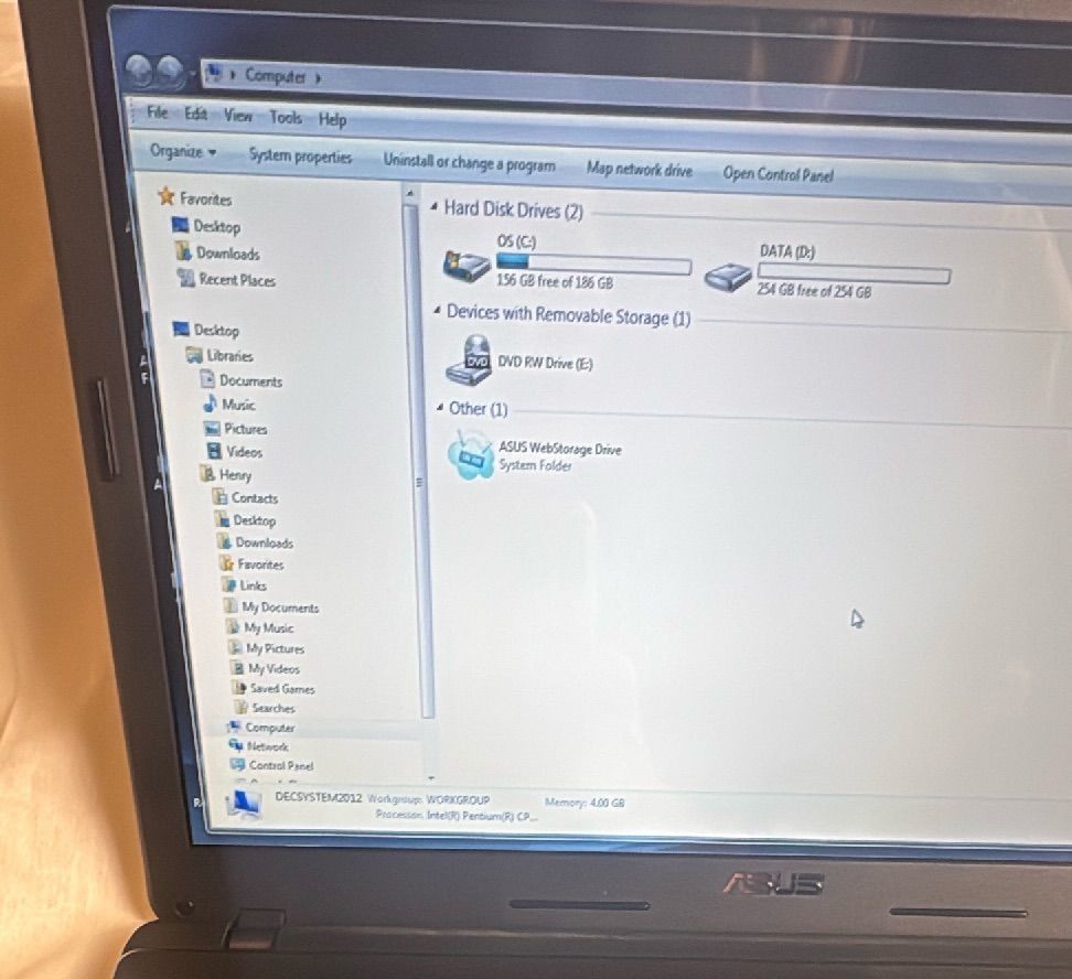 Asus X54H Laptop 15 in Pentium B950 4GB RAM 500GB Windows 7 Licensed Office 2010