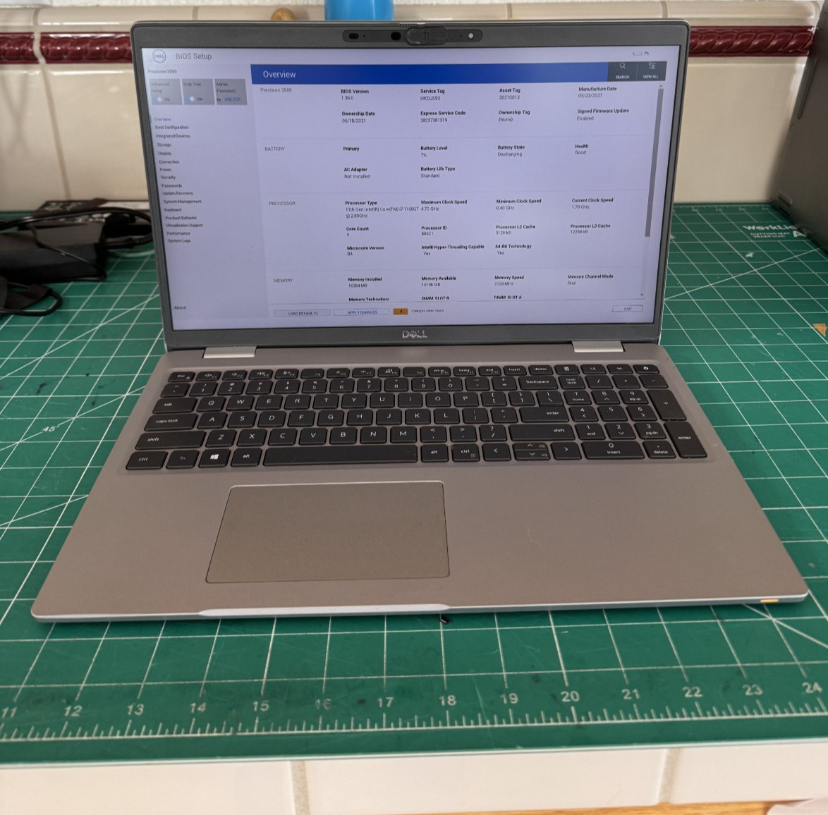 DELL PRECISION 3560 INTEL i7 1165G7 2.8GHZ NO RAM (NO SSD,AC,OS) BIOS LOCKED