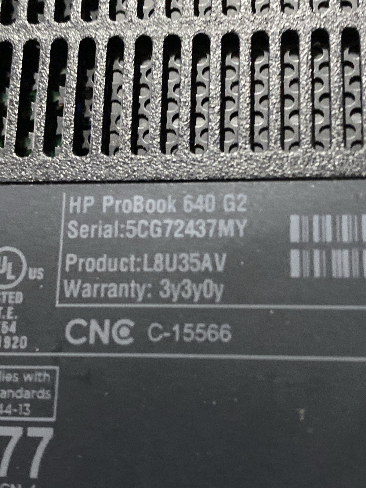 HP PROBOOK 640 G2 INTEL CORE I7-6600U 2.60GHZ 16GB RAM **BIOS L0CKED/ NO BATTERY