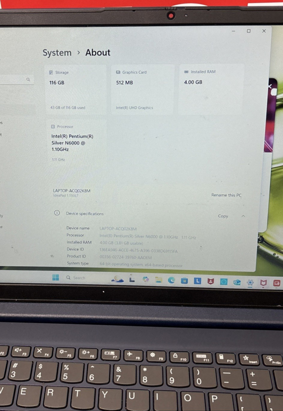 Lenovo IdeaPad 1 15.6″ FHD Intel Pentium Silver N6000 4GB 128GB eMMC W11H Laptop