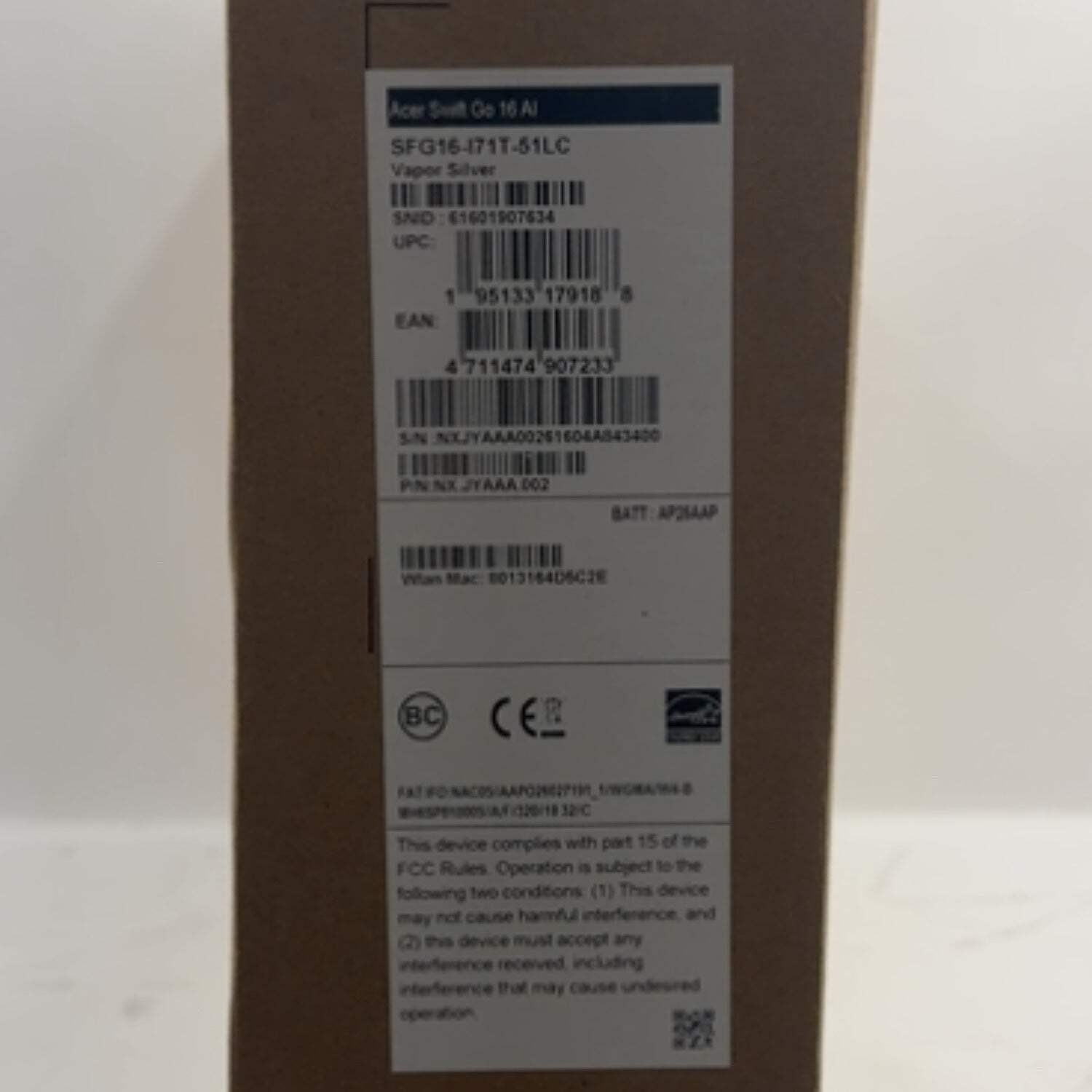 New Acer Swift Go 16 AI SFG16-I71T 16″ CORE ULTRA 5 322 16GB RAM 512GB SSD