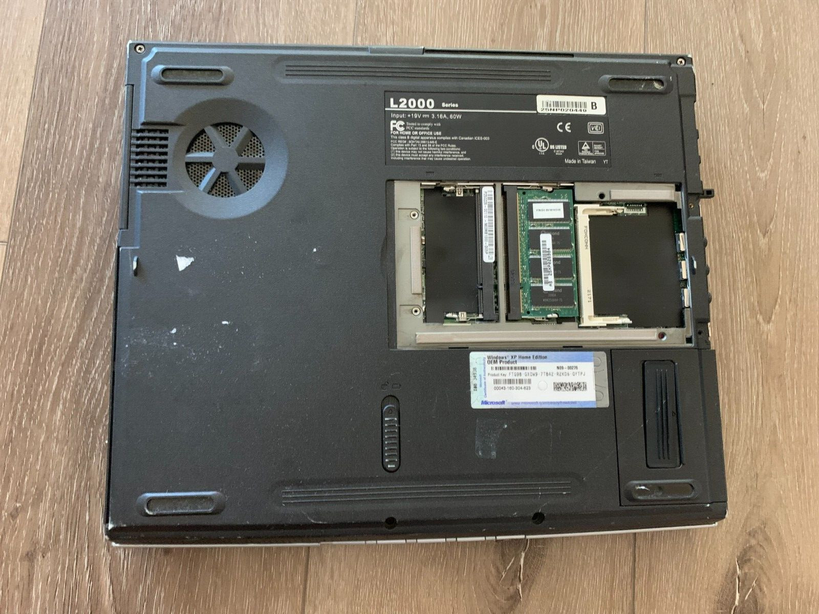 ASUS L2000 Unknown CPU(max speed:1400MHz) 256MB RAM-MISSING PARTS-BOOT TO BIOs