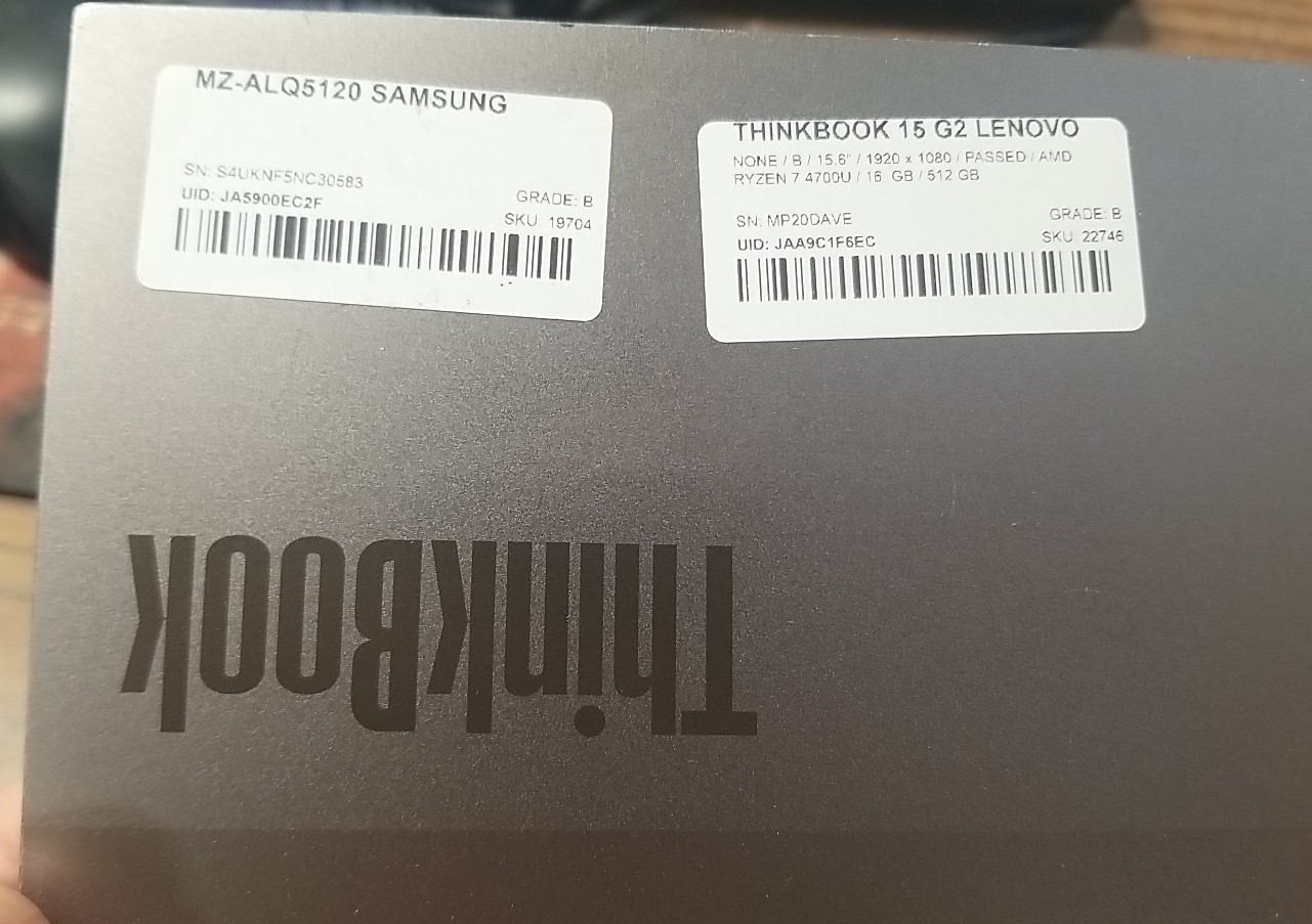 Lenovo ThinkBook 15 G2 15.6″ W/ Touch, Ryzen 7 4700U, 16GB, 512GB SSD Laptop