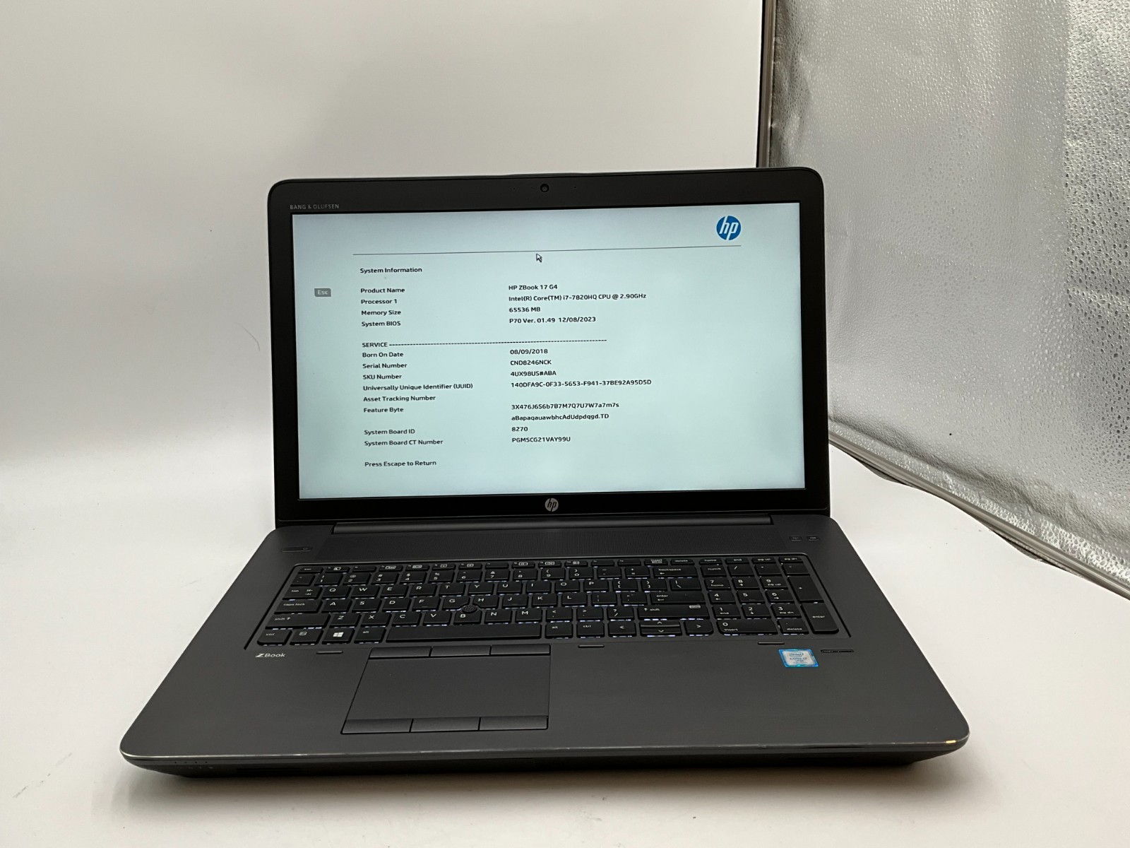 HP Zbook 17 G4 4UX98US i7-7820HQ 64GB 2x1TB P5000 WIN 11 LAPTOP CND8246NCK