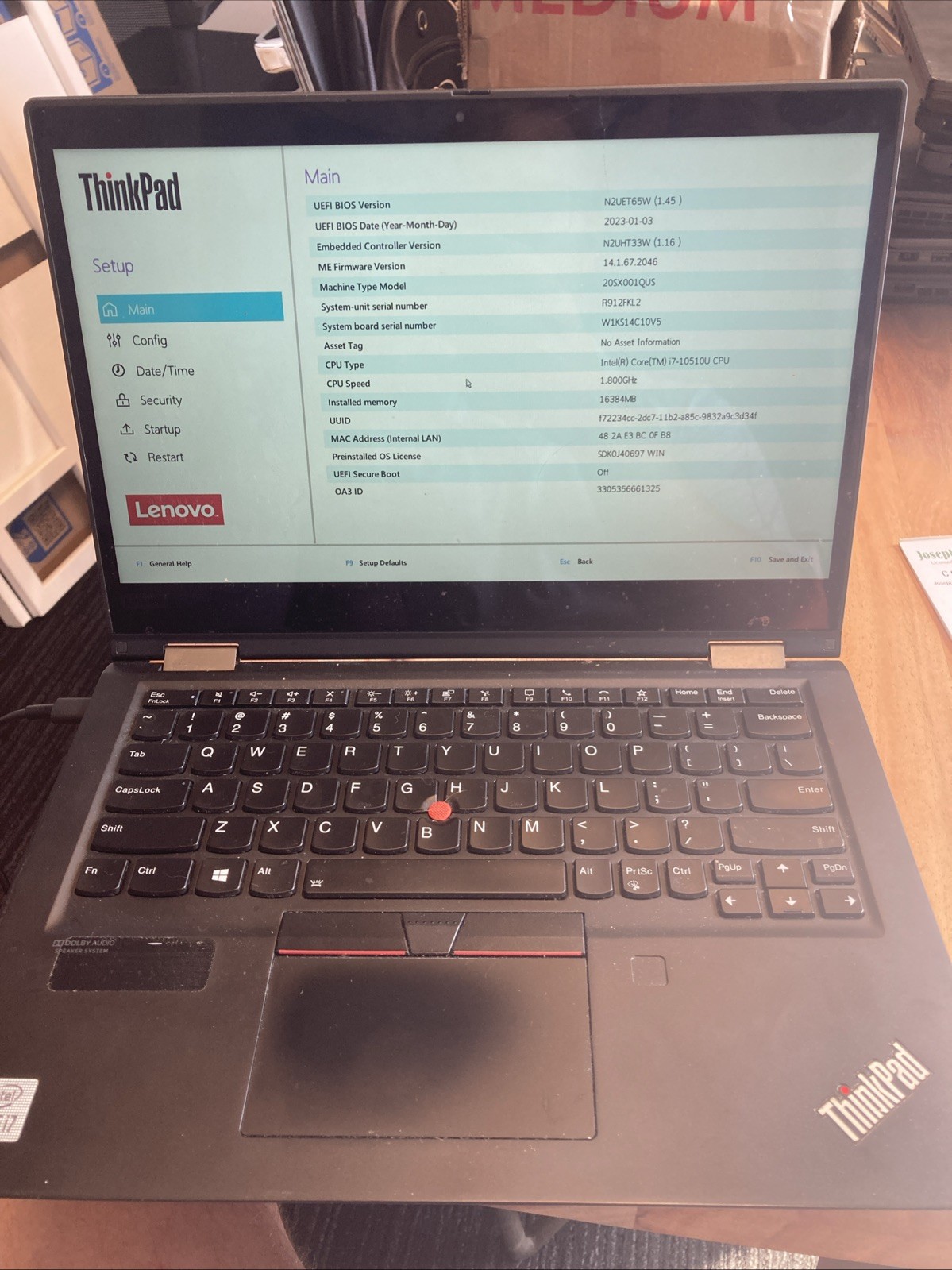 Lenovo ThinkPad X13 Yoga Gen 1 – 16GB RAM 512GB SSD Intel Core i7-10510U-read