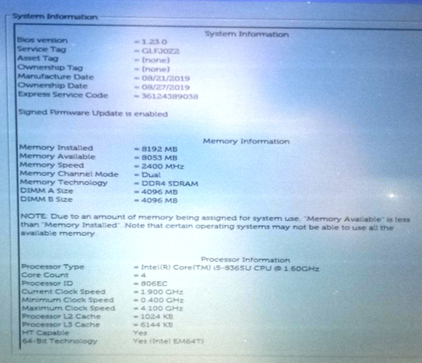 Dell Precision 3540 15.6″HD i5-8365u@1.60GHz 8GB RAM 256GB NVMe Win11Pro MC308!