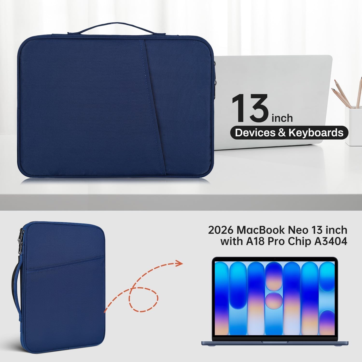 13 Inch Laptop Carrying Sleeve Case for 2026 Apple MacBook Neo 13-inch – Blue