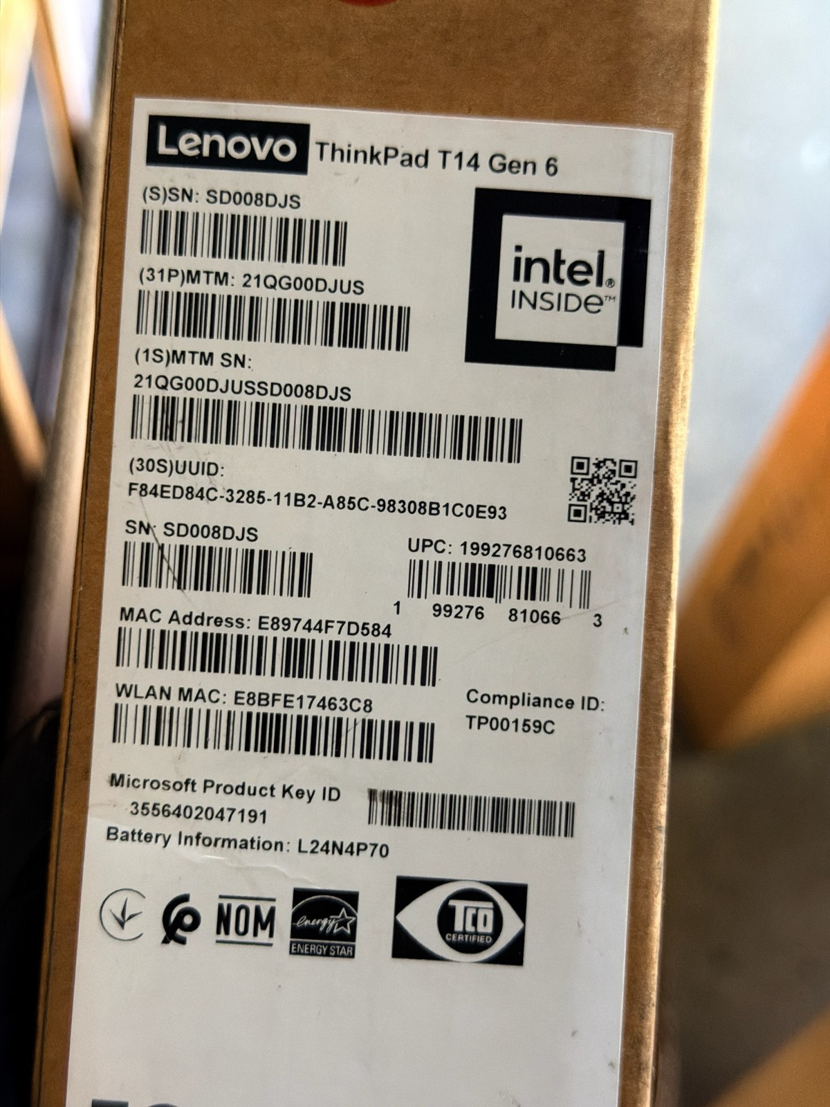 Lenovo ThinkPad T14 Gen 6 21QG00DJUS 14″ Laptop Core U5 236V 16GB 256GB SSD W11P