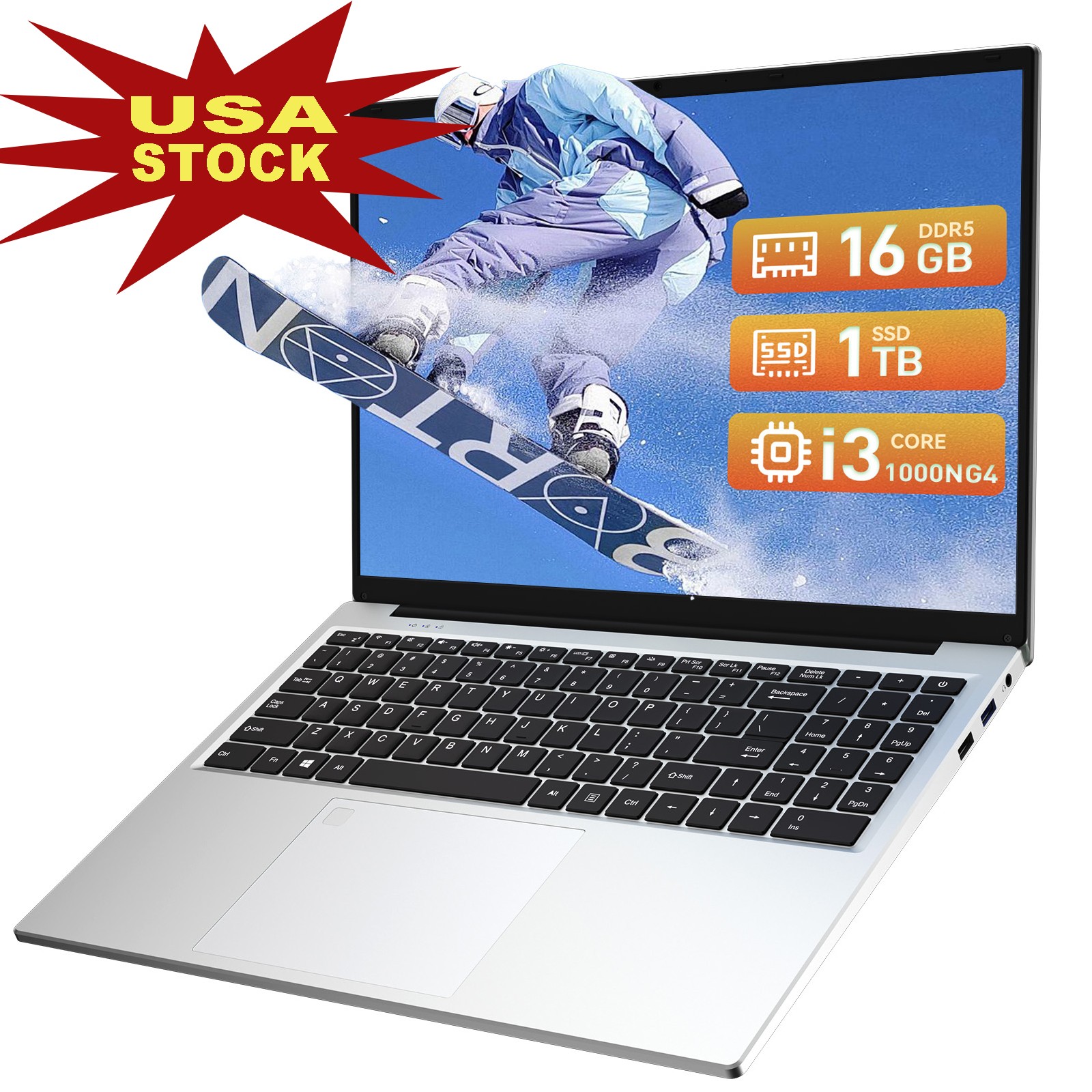 Auusda 16″ Slim Laptop i3 1000NG4 16GB RAM 1TB SSD Win 11 Pro Notebook Computer