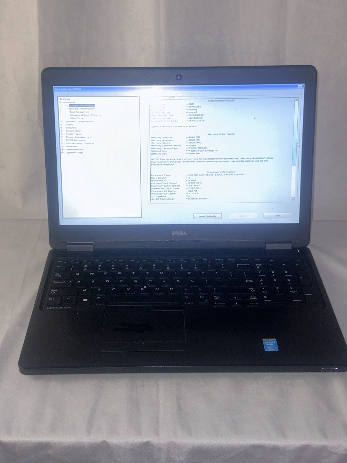 Dell Latitude E5550 i5-5300u 2.3GHz, 4GB Ram, No HDD