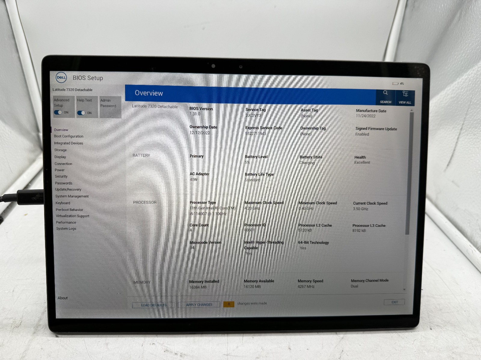 Dell Latitude 7320 2 in 1 Laptop/Detachable -core i5-1140G7 16GB NO SSD/OS