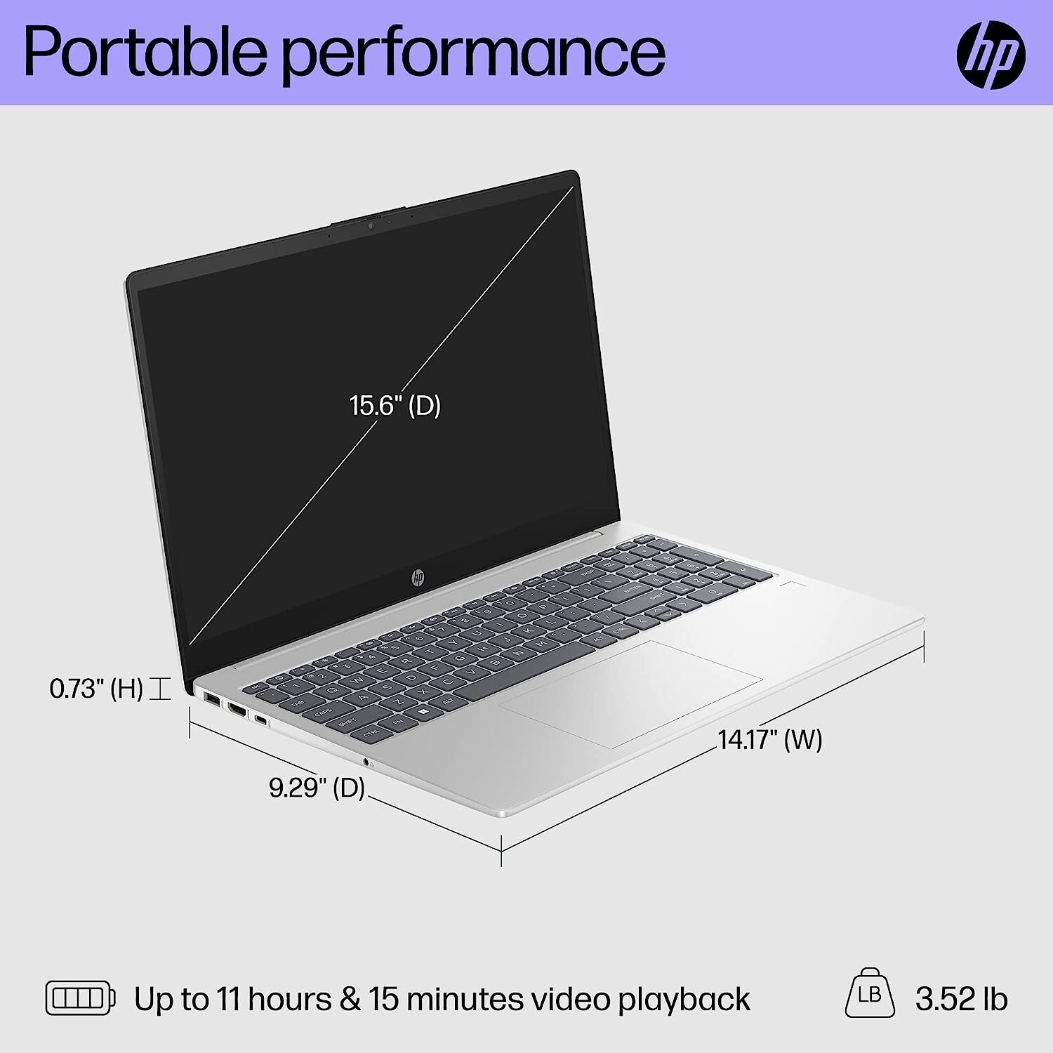 HP 15 Laptop, FHD Display, AMD Ryzen 3 7320U, 8 GB RAM, 256 GB SSD 15-fc0010nr