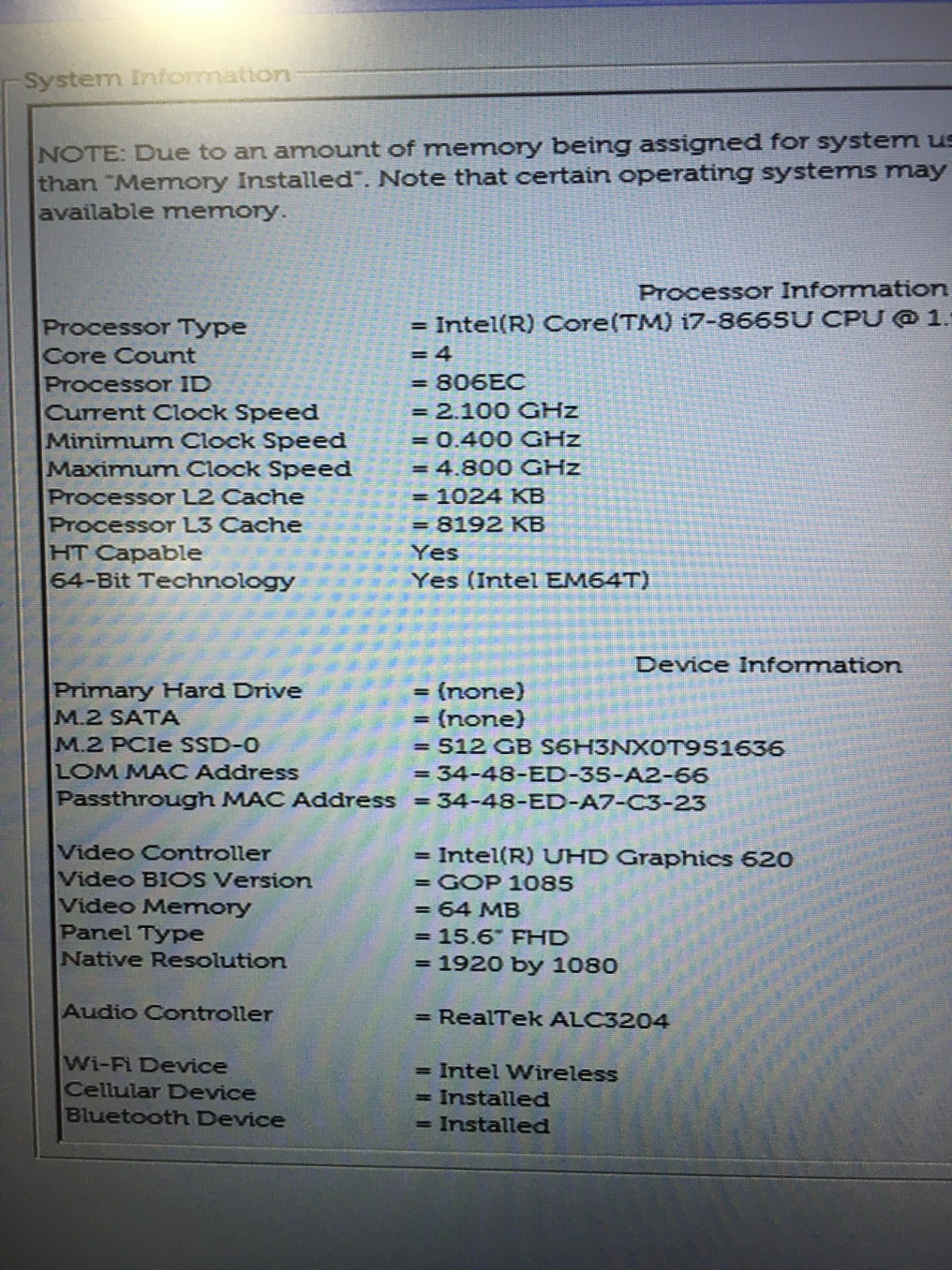 @PCD Dell Latitude 5500 i7-8665U Touch 16GB 512GB SSD READ