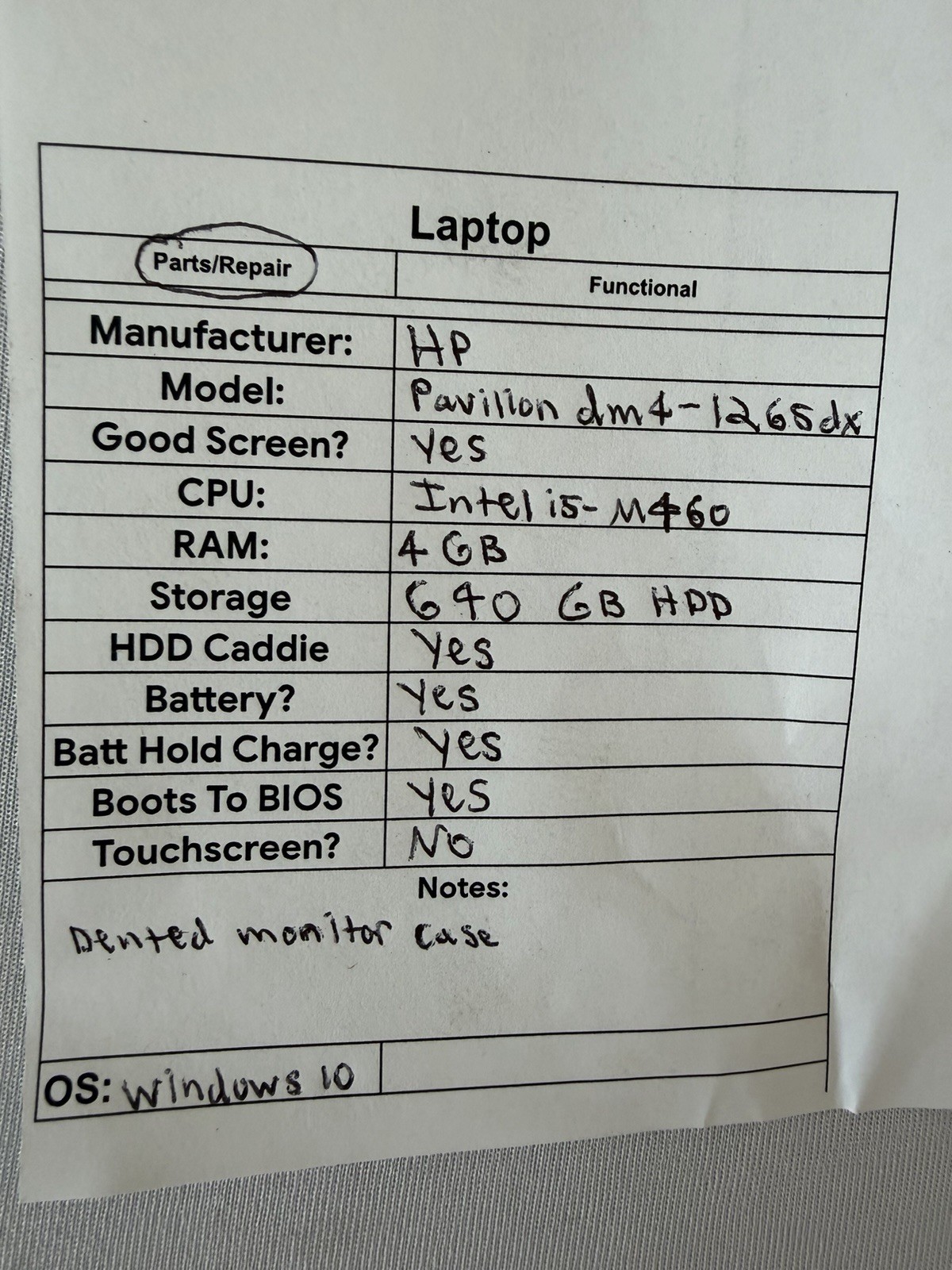 HP Pavillion dm4-1265dx Laptop – Good Screen – Intel i5-M460 – RAM 4 GB-Read Des