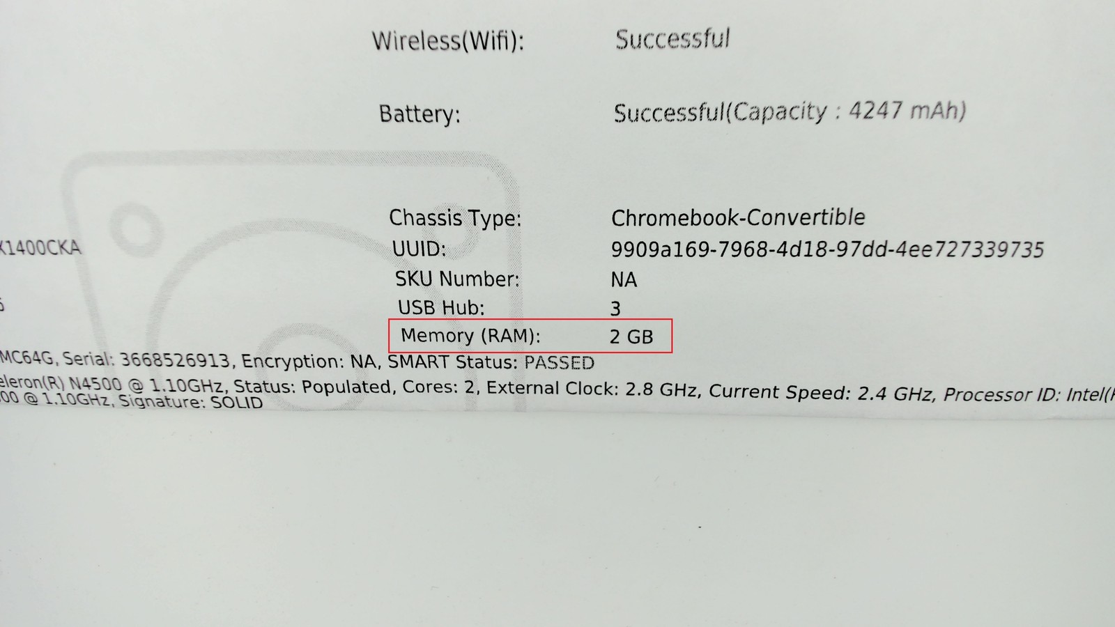 Asus Chromebook CX1 14″ Intel Celeron N4500 4GB 64GB CX1400CKA-DB44 PC1701489