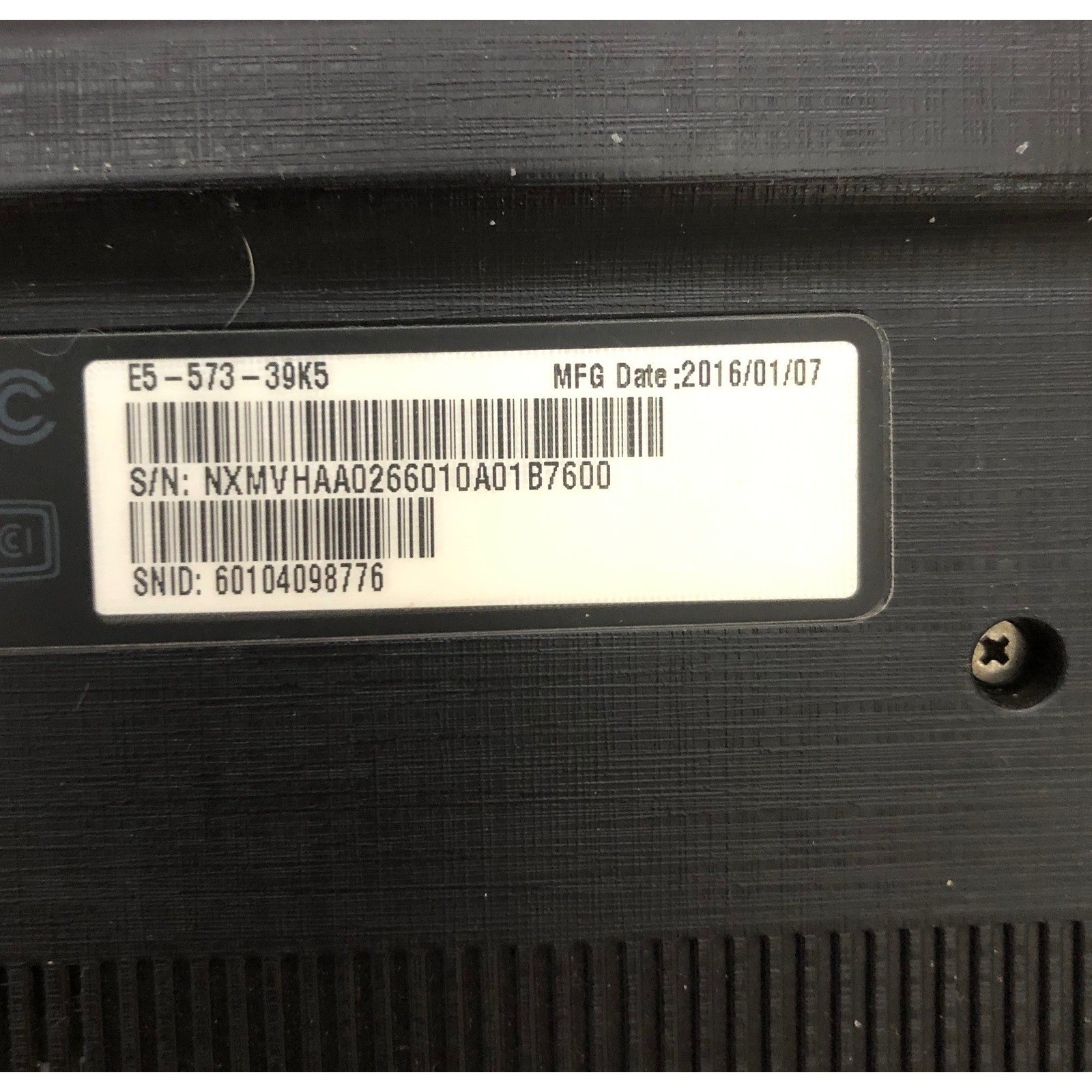Acer Aspire E 15 E5-573-39K5 Laptop Intel Powers On No Hard Drive Parts Repair