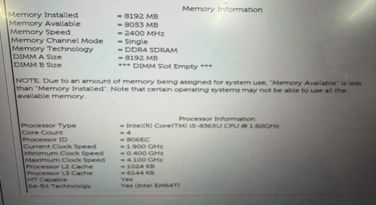 Dell Latitude 5500 Laptop Intel Core i5 8365U Quad-Core 8GB DDR4 RAM NO SSD