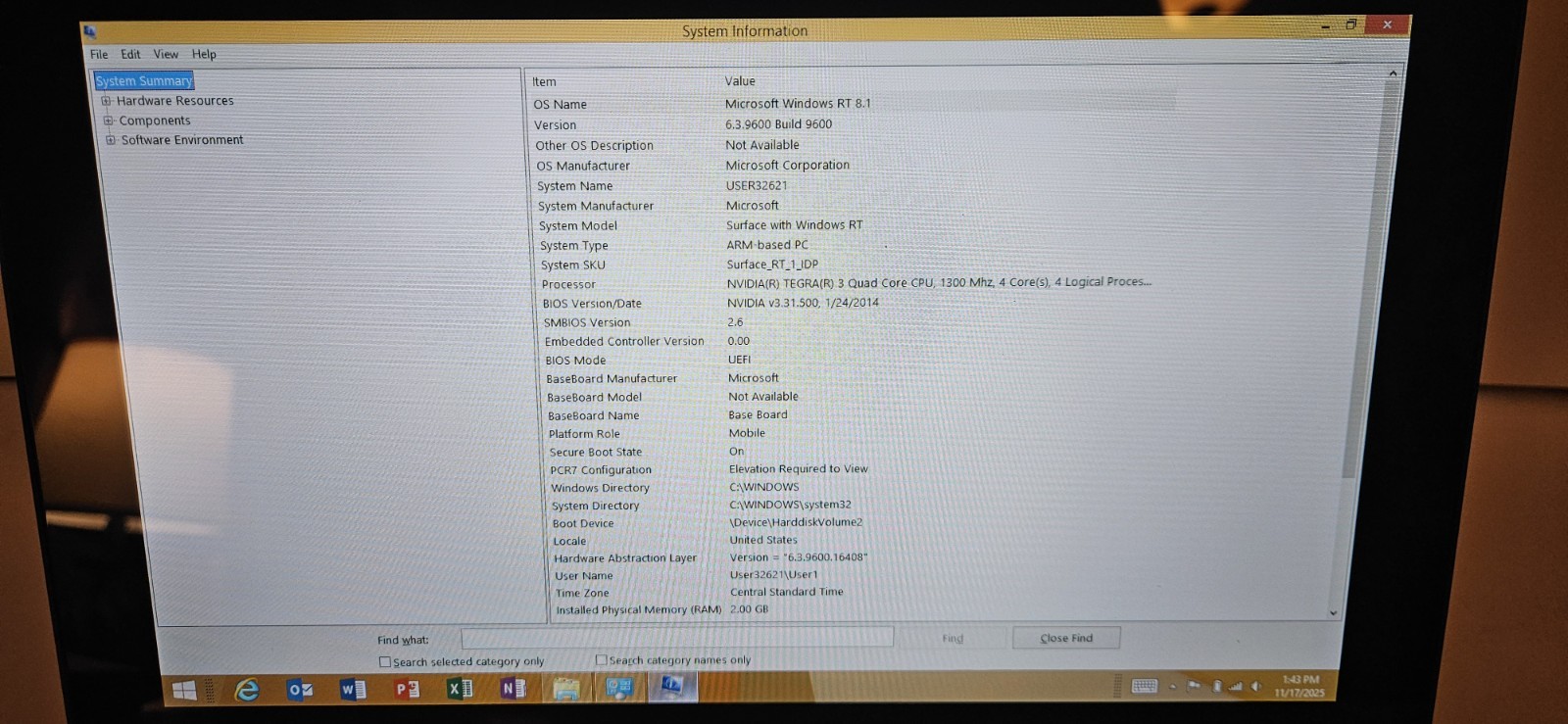 Microsoft Surface RT 1516 Tablet Tegra 3 1.30GHz 2 GB RAM 32 GB Win RT 8.1