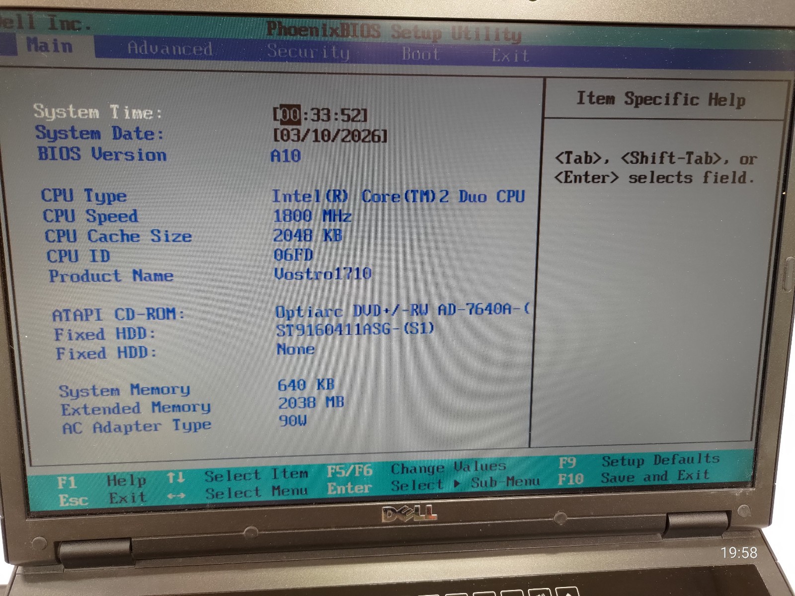 Dell Vostro 1710 2GB RAM/160GB HDD Core2 Duo, CD/DVD, No OS