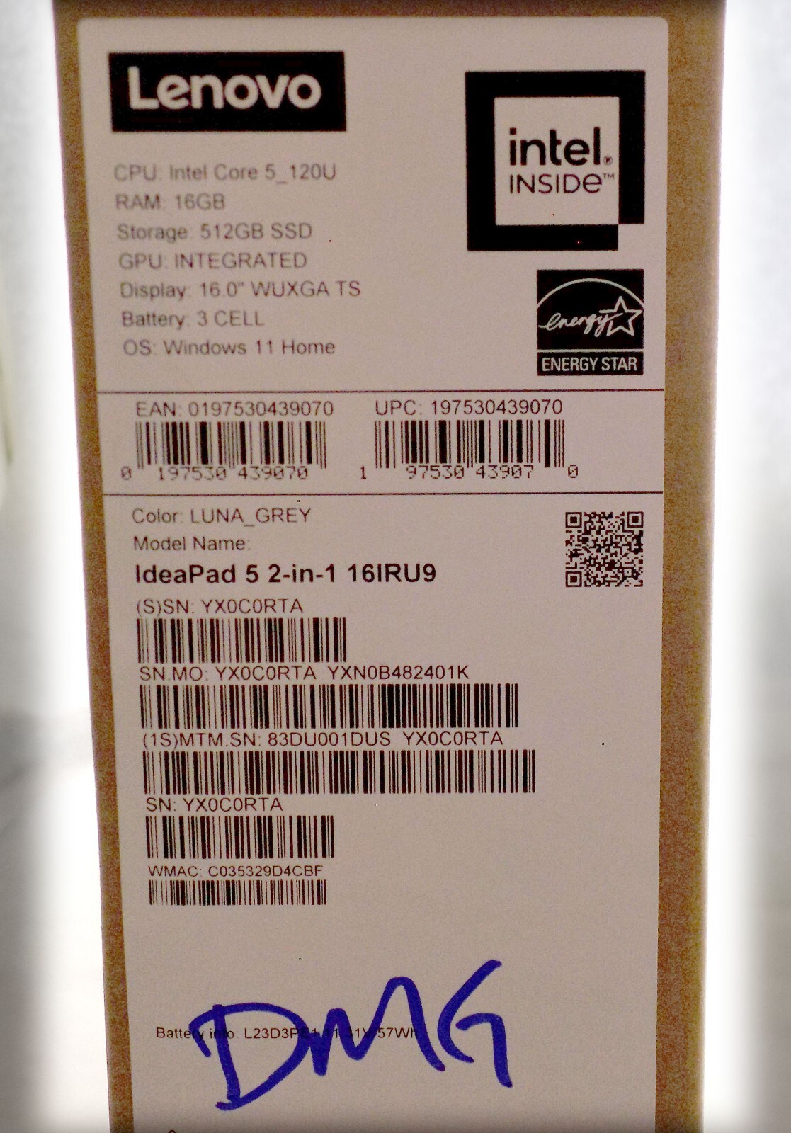 Lenovo IdeaPad 5 2-in-1 16IRU9 83DU 16″ Touch Intel C5_120U 1.4GHz 16GB 512GB