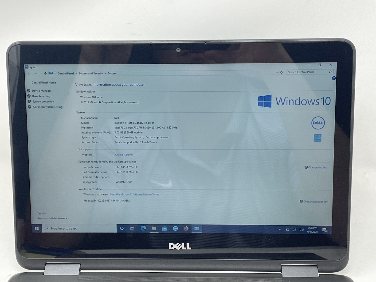 Dell Inspiron 11-3168 Laptop Celeron N3060 4GB RAM 32GB eMMc P25T Signature Ed