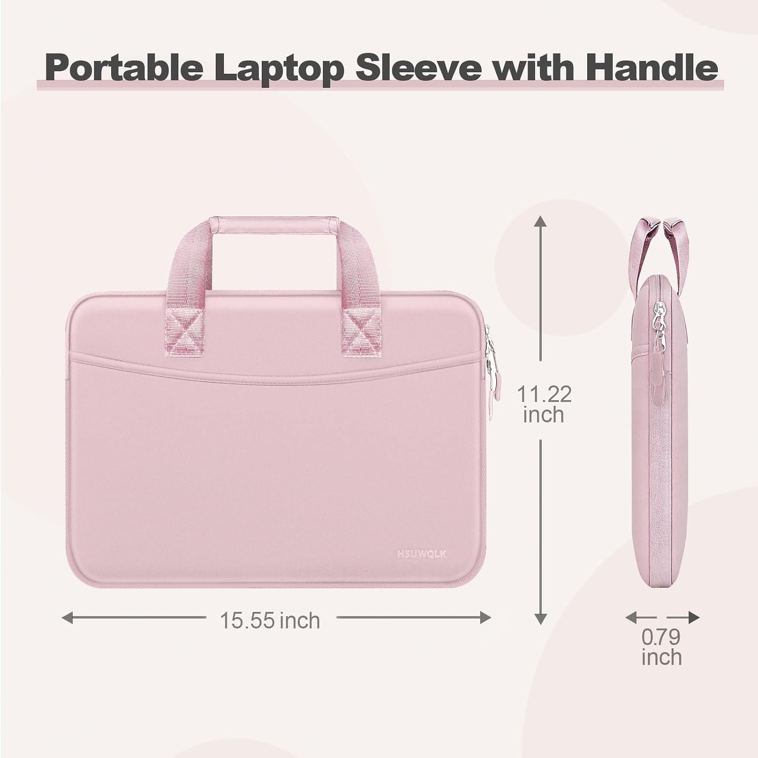 15-15.6 Inch Laptop Sleeve Bag, 16 Inch Case for MacBook Pro, Neoprene, Pink