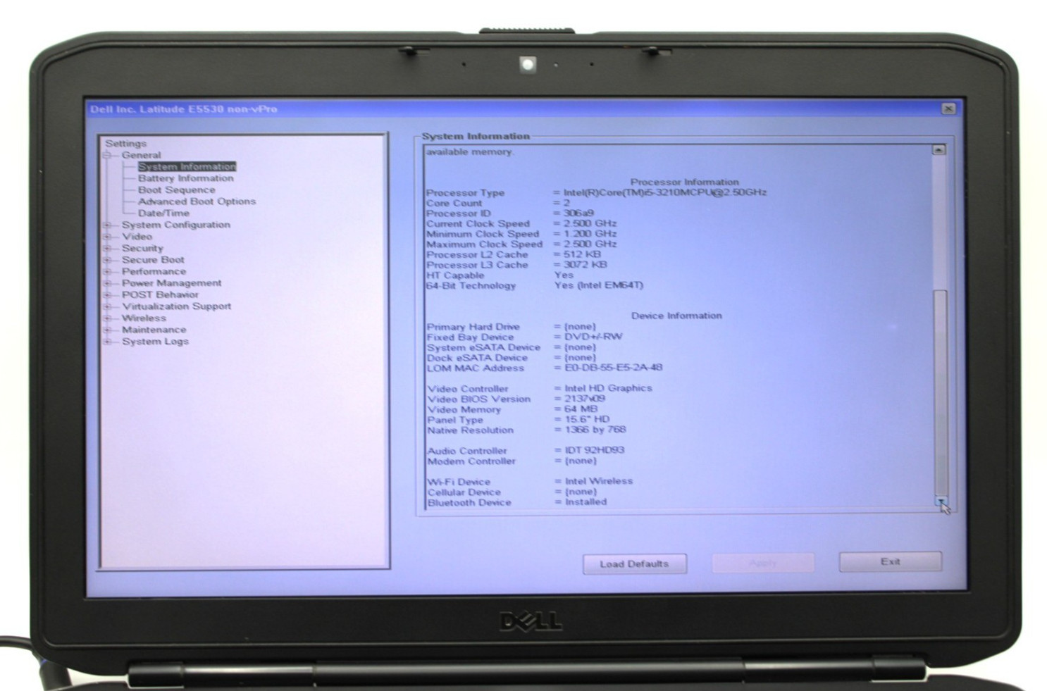 Dell Latitude E5530 i5-3210M@2.50GHz 8GB DDR3 NO STORAGE OR OS*USED/TESTED*