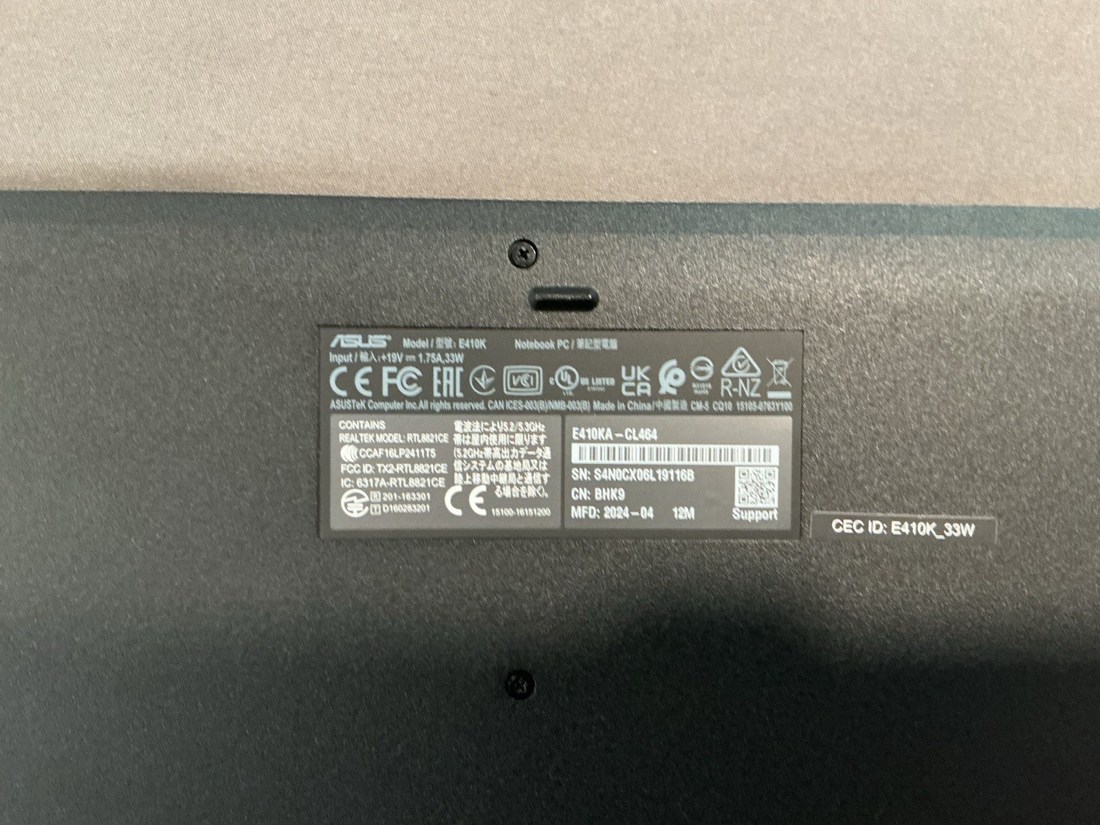 Asus Notebook PC Model E410K Used With Charging Cable And Case