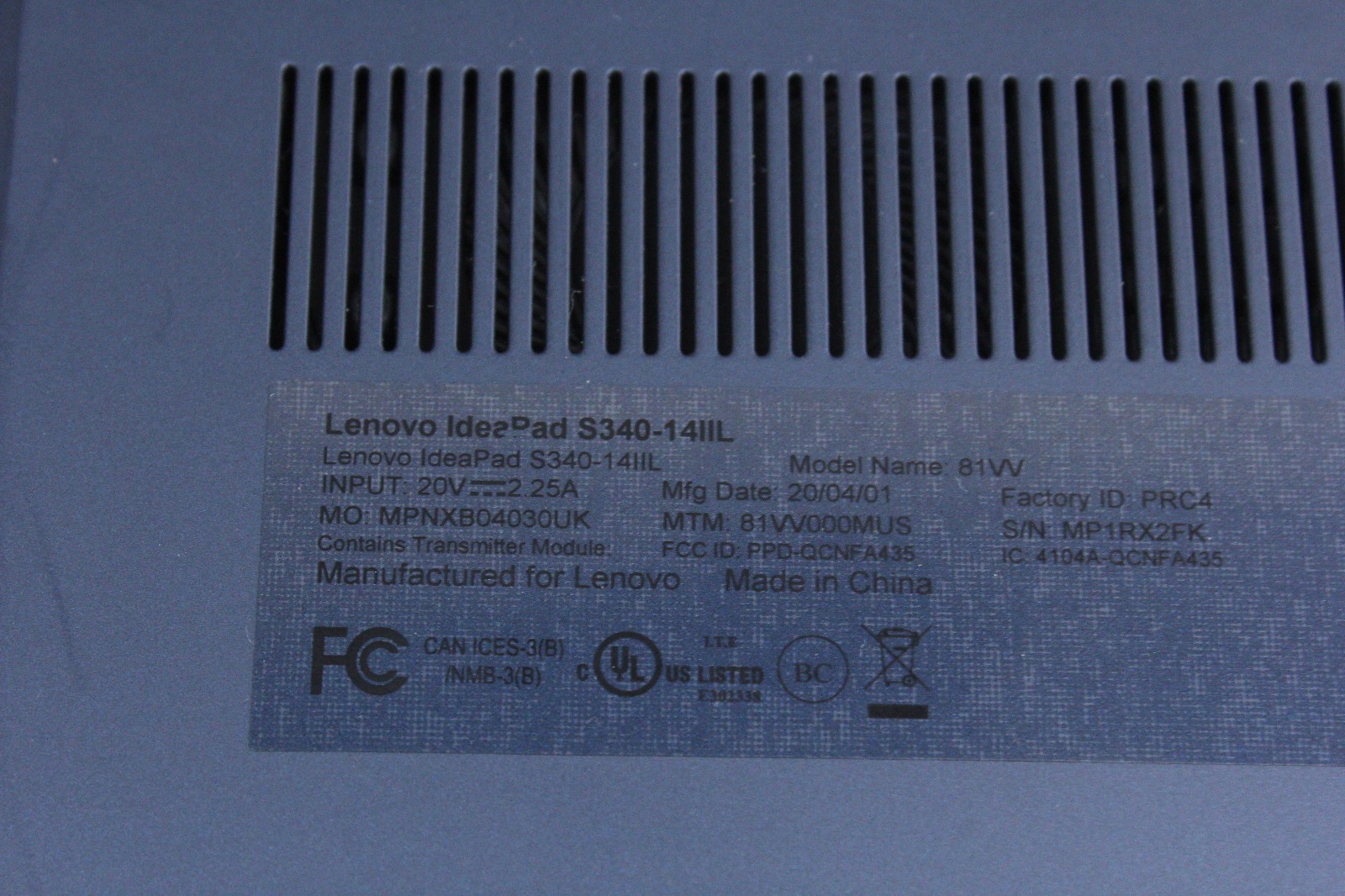 Lenovo IdeaPad S340 14IIL | i5-1035G1, 8GB Ram, 256GB NVMe, Grade B- Read!