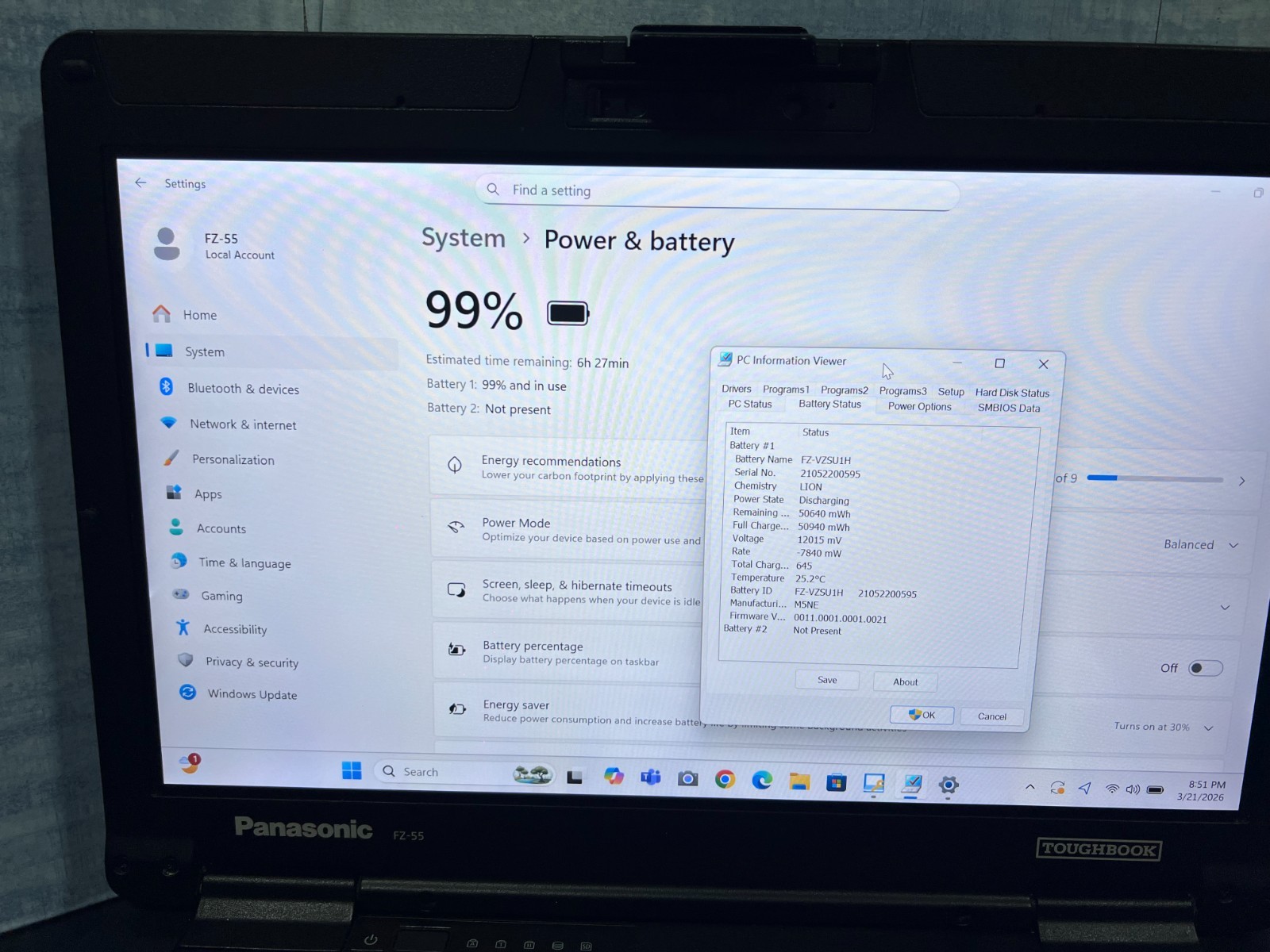 FZ-55C0601VM i5-8365U, 16GB Mem, 512GB SSD OPAL,HDMI, GPS,Touch, Win11 Pro 25H2