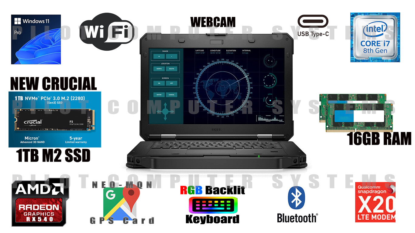 Lot of 5 Dell Laptop Latitude 14 5420 Rugged TOUCH i7 16GB | 1TB SSD LTE WEBCAM